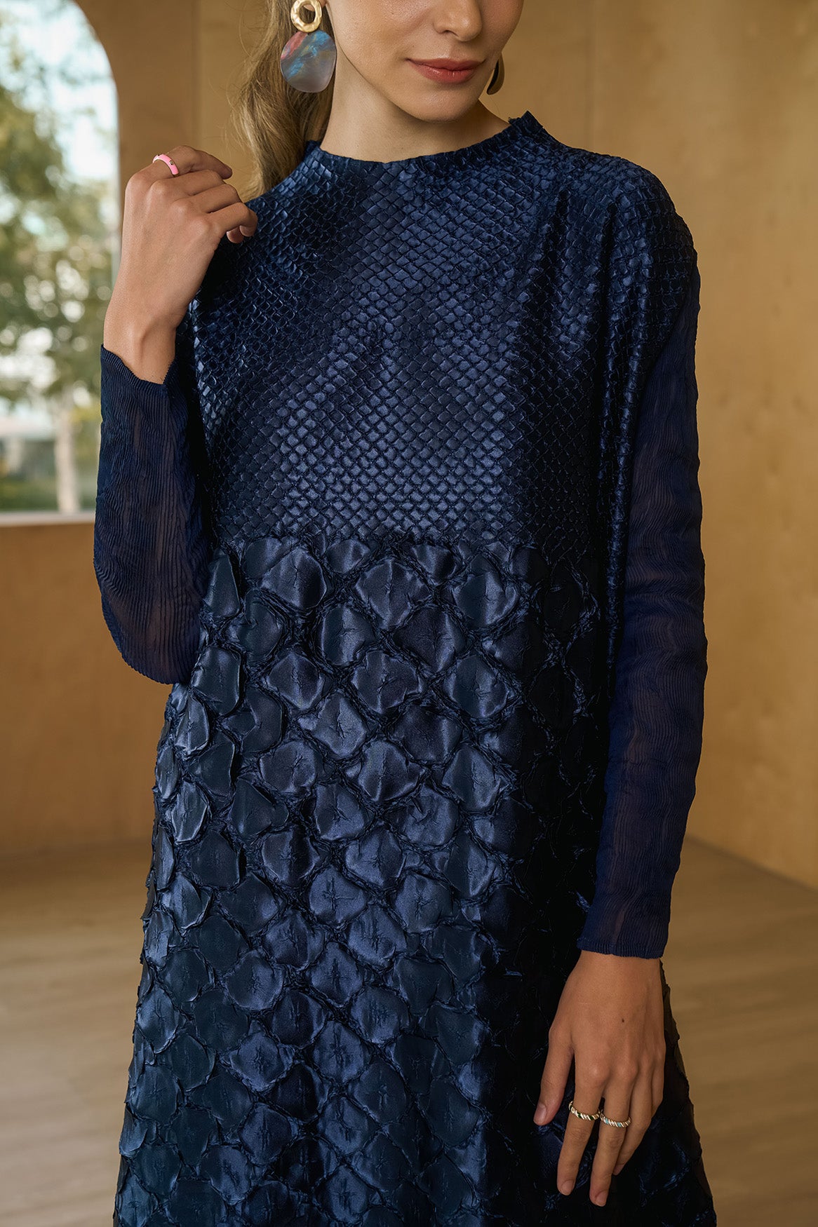 BLUE MERMAID TEXTURED DRESS