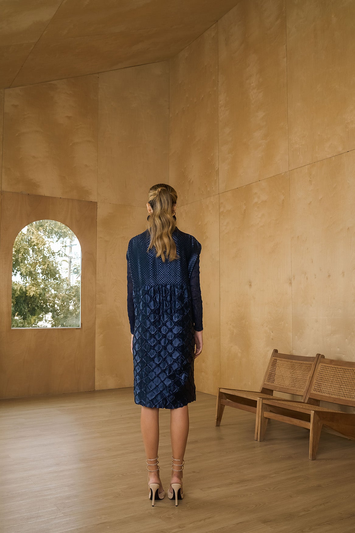 BLUE MERMAID TEXTURED DRESS