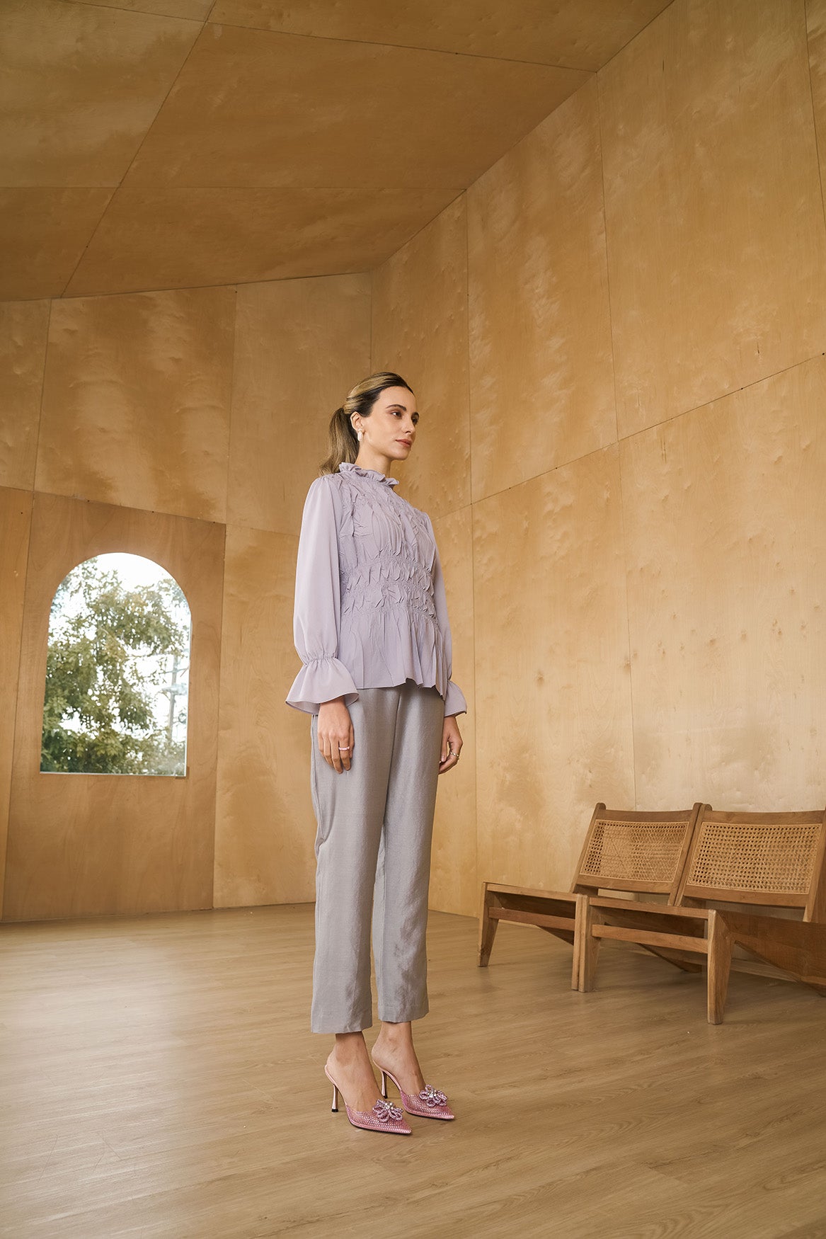 GREY SAASHAA TEXTURED TOP