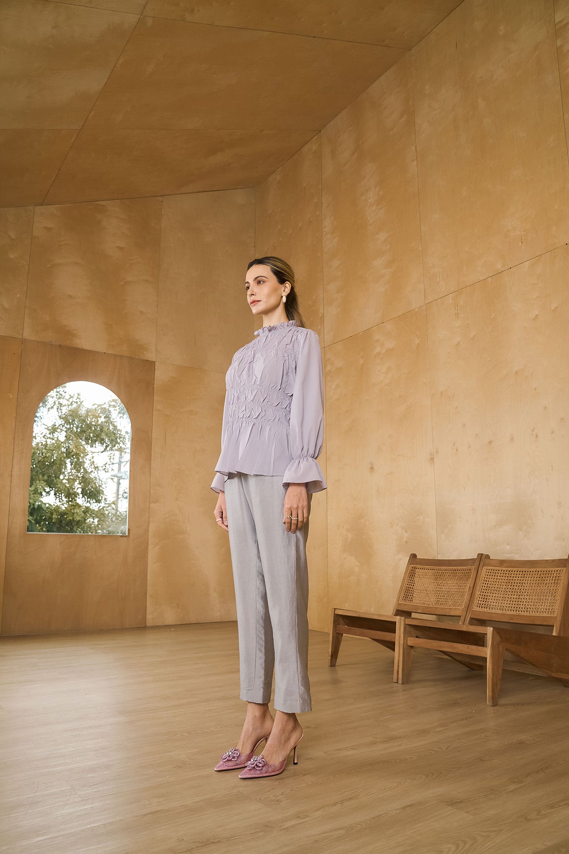 GREY SAASHAA TEXTURED TOP