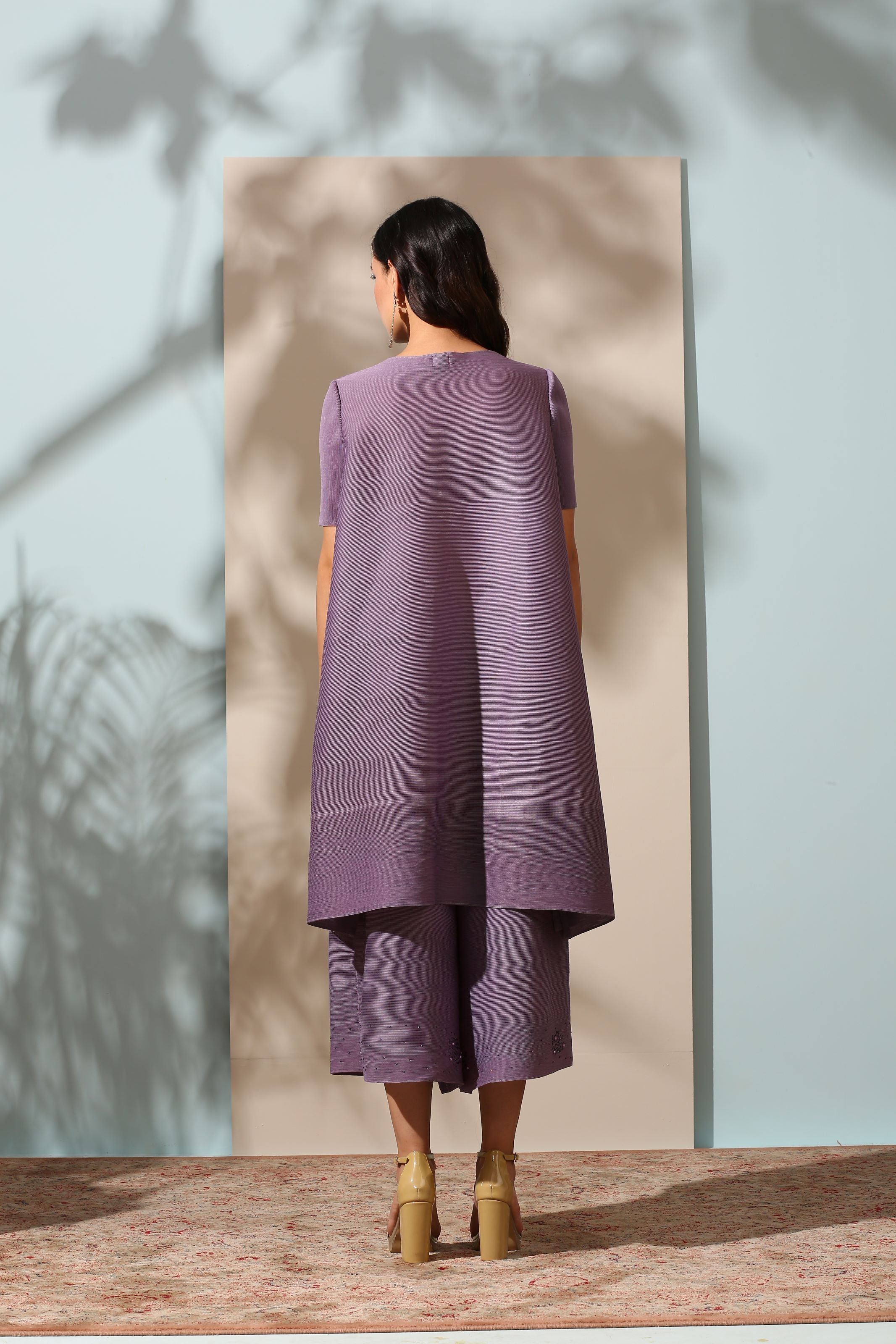 PURPLE EMBROIDED KURTI SET