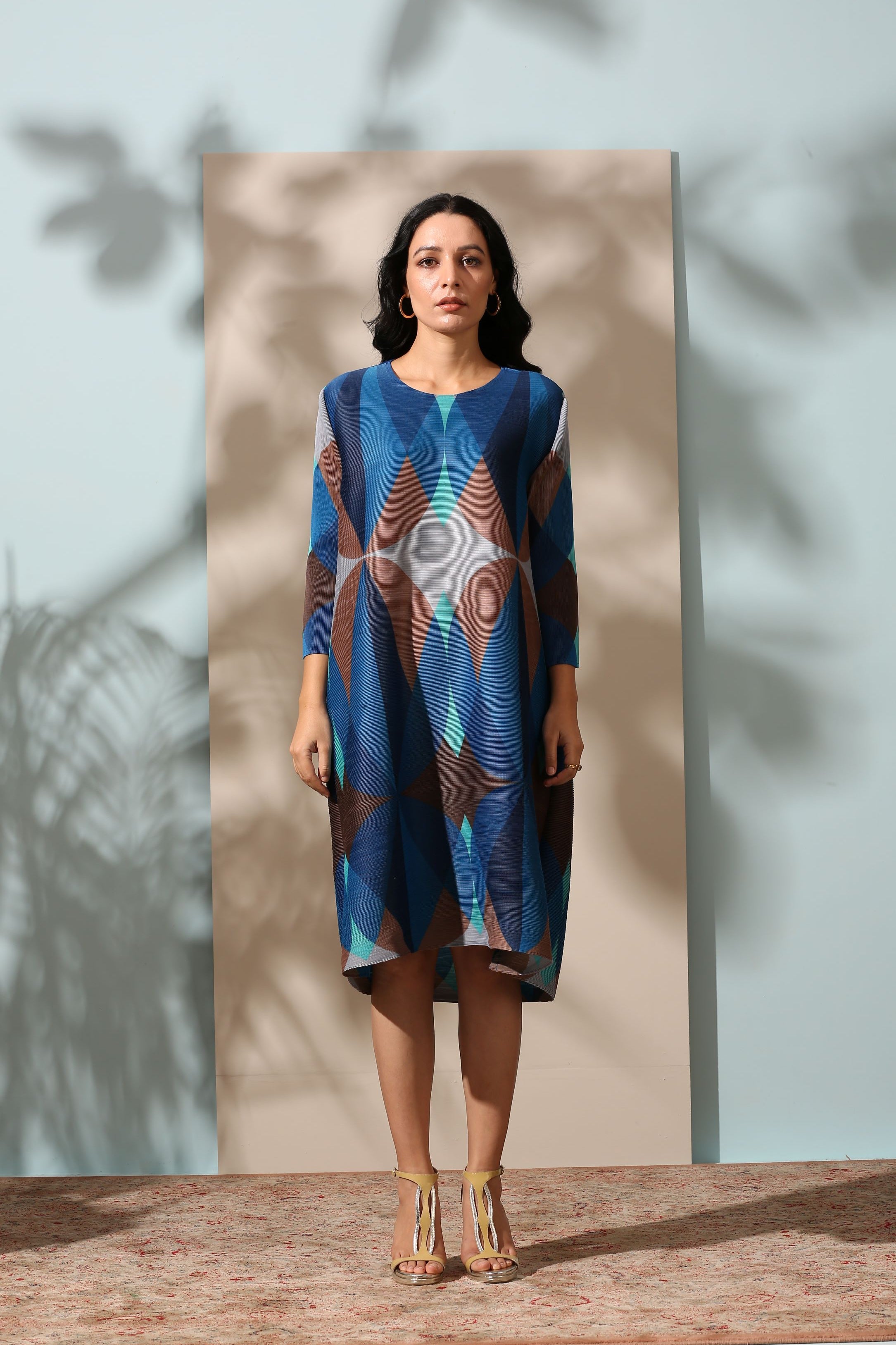 BLUE MOSIAC PRINT KURTI DRESS