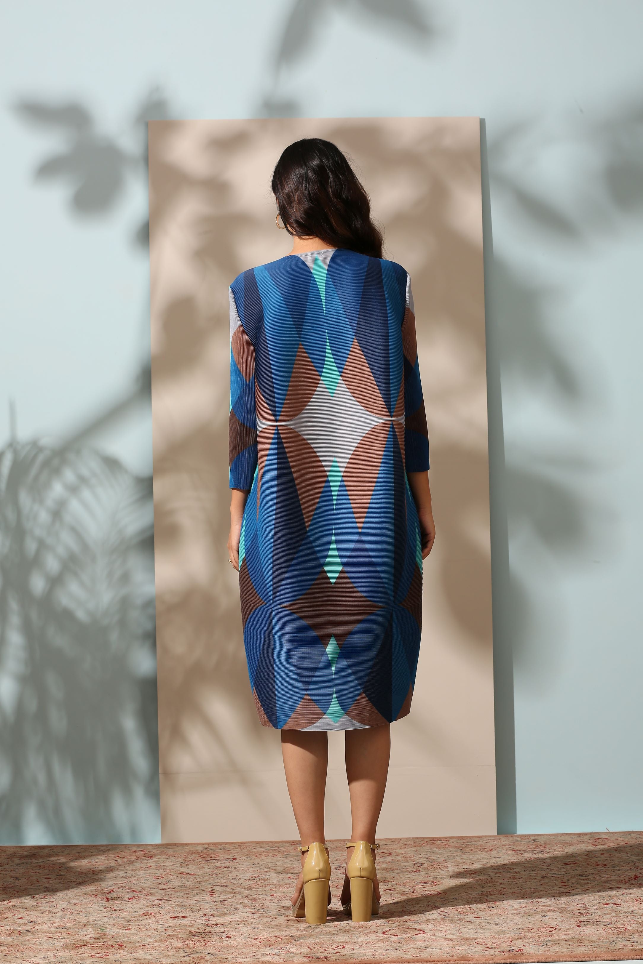 BLUE MOSIAC PRINT KURTI DRESS