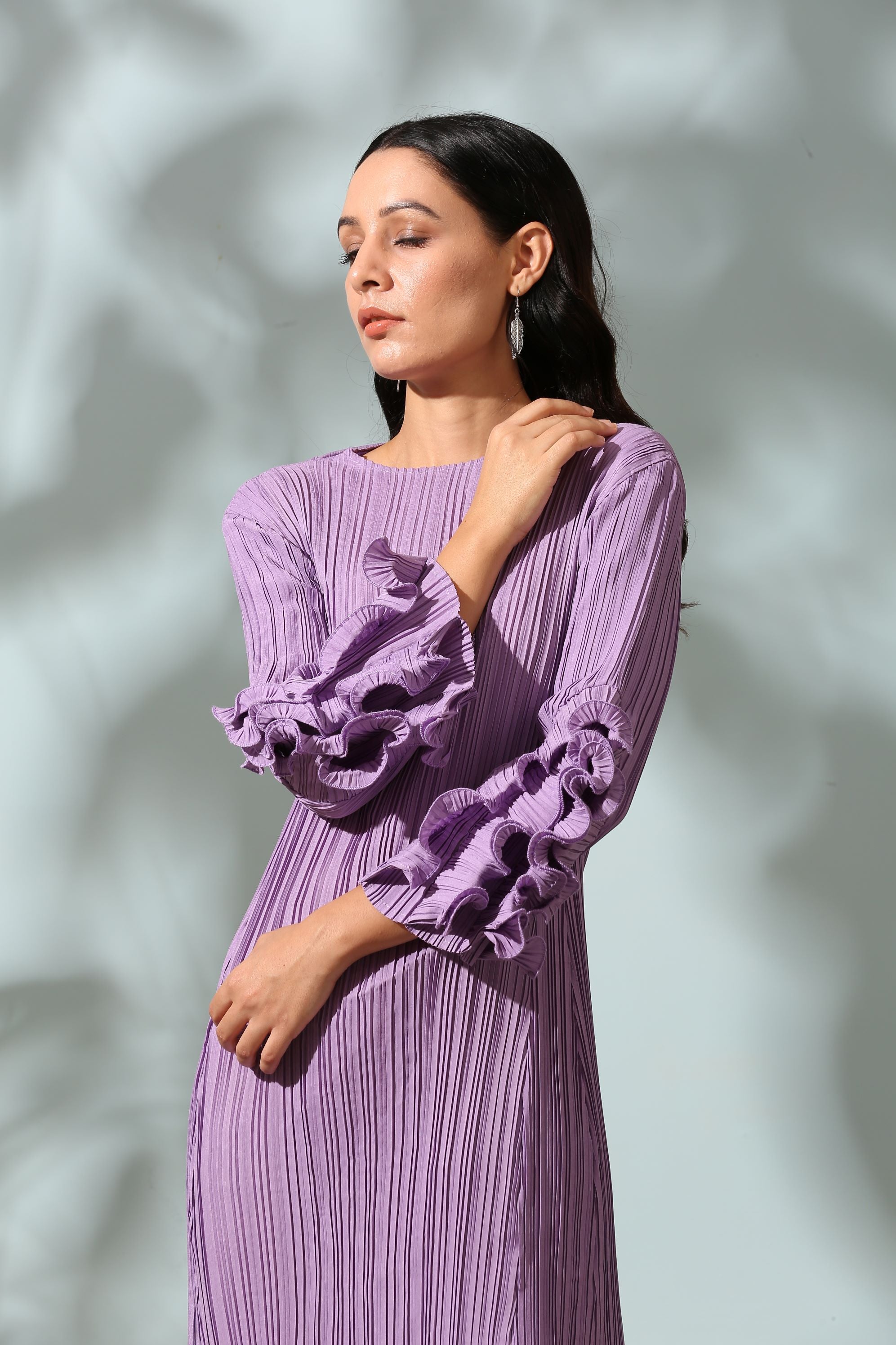 PURPLE FRILL EDGE DRESS