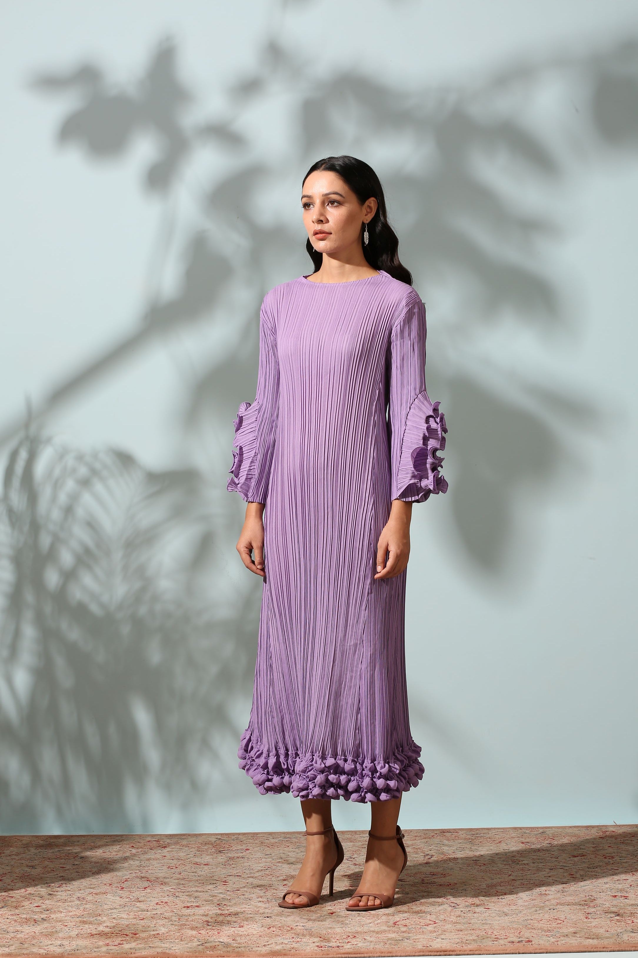 PURPLE FRILL EDGE DRESS
