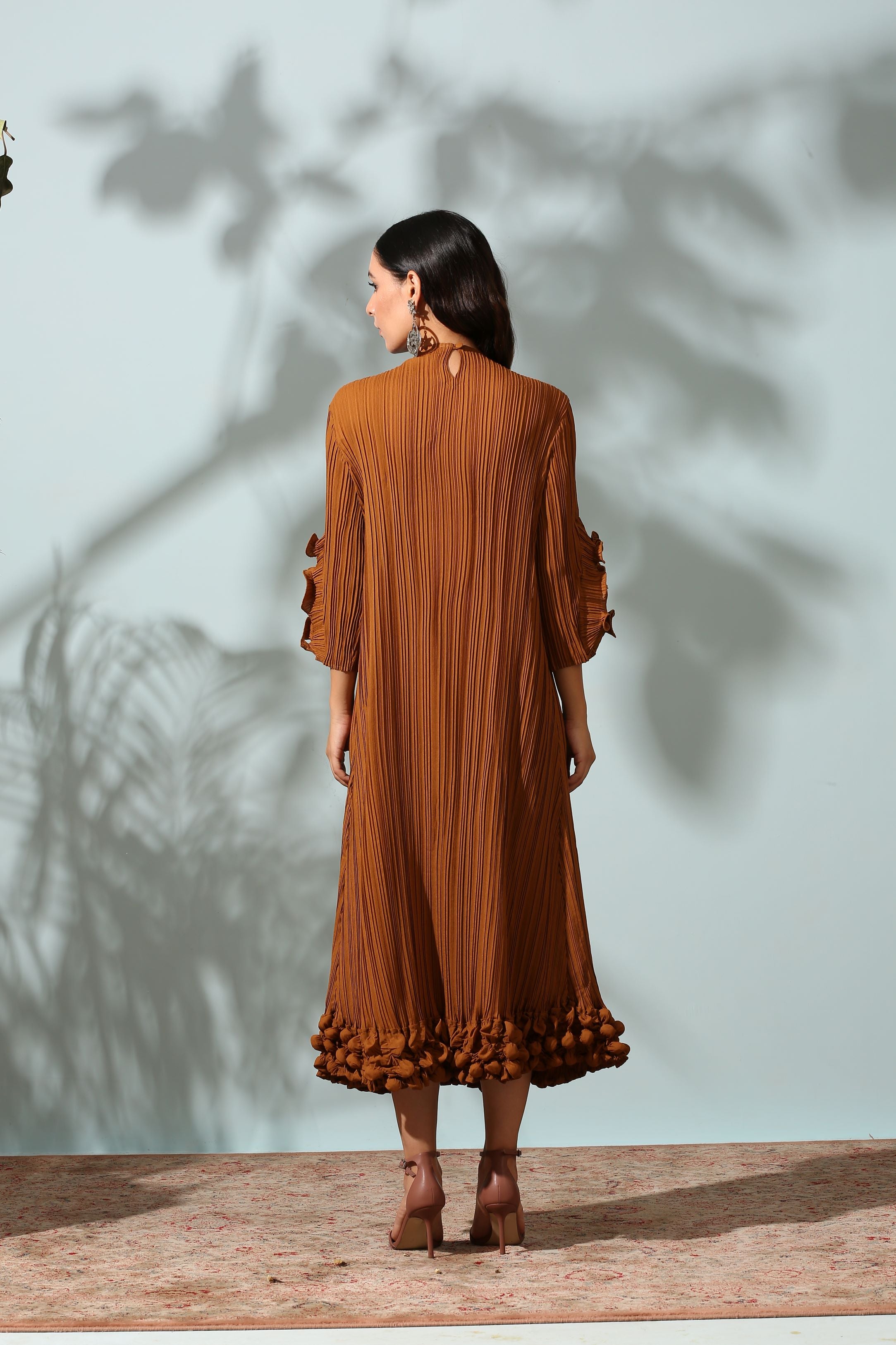 MUSTARD FRILL EDGE DRESS