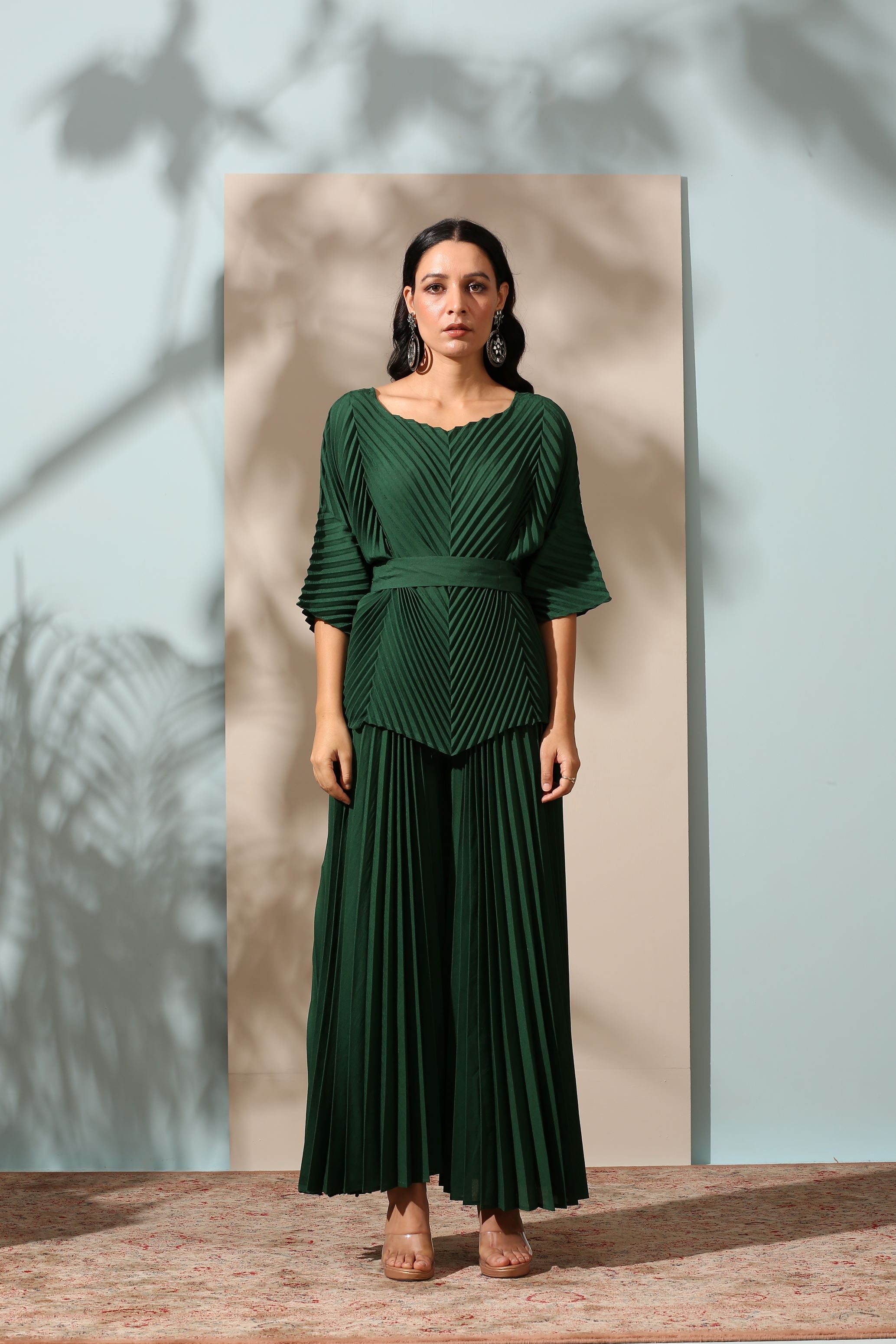 PINE GREEN SHARARA SET