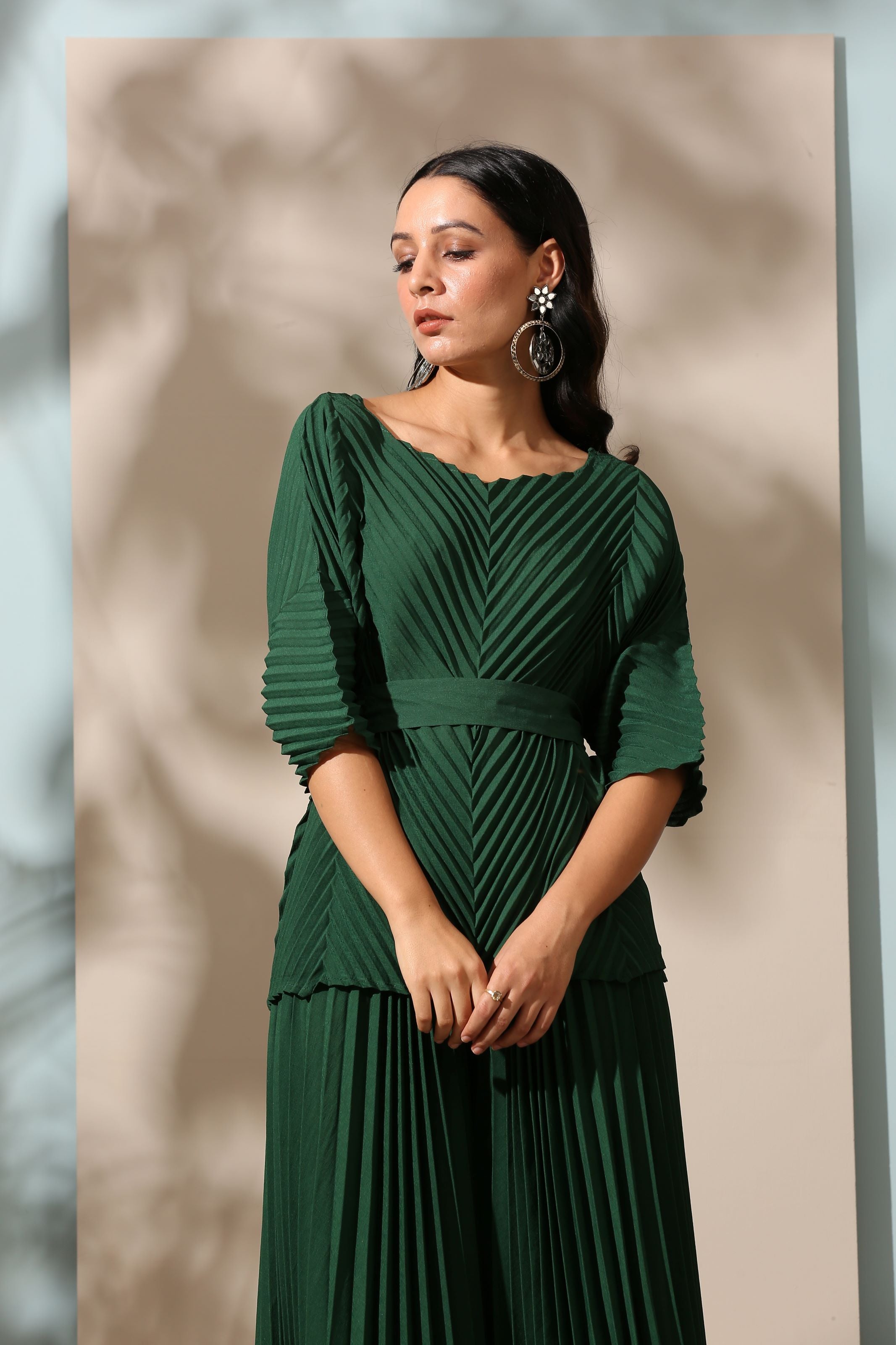 PINE GREEN SHARARA SET