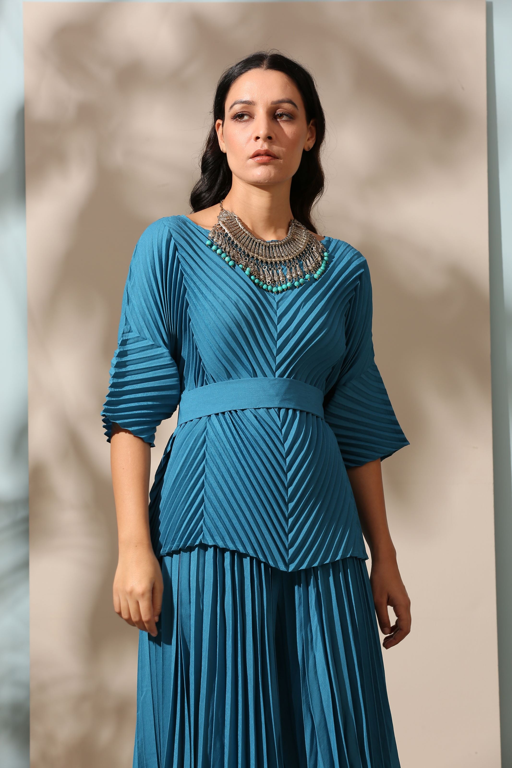 TEAL BLUE SHARARA SET
