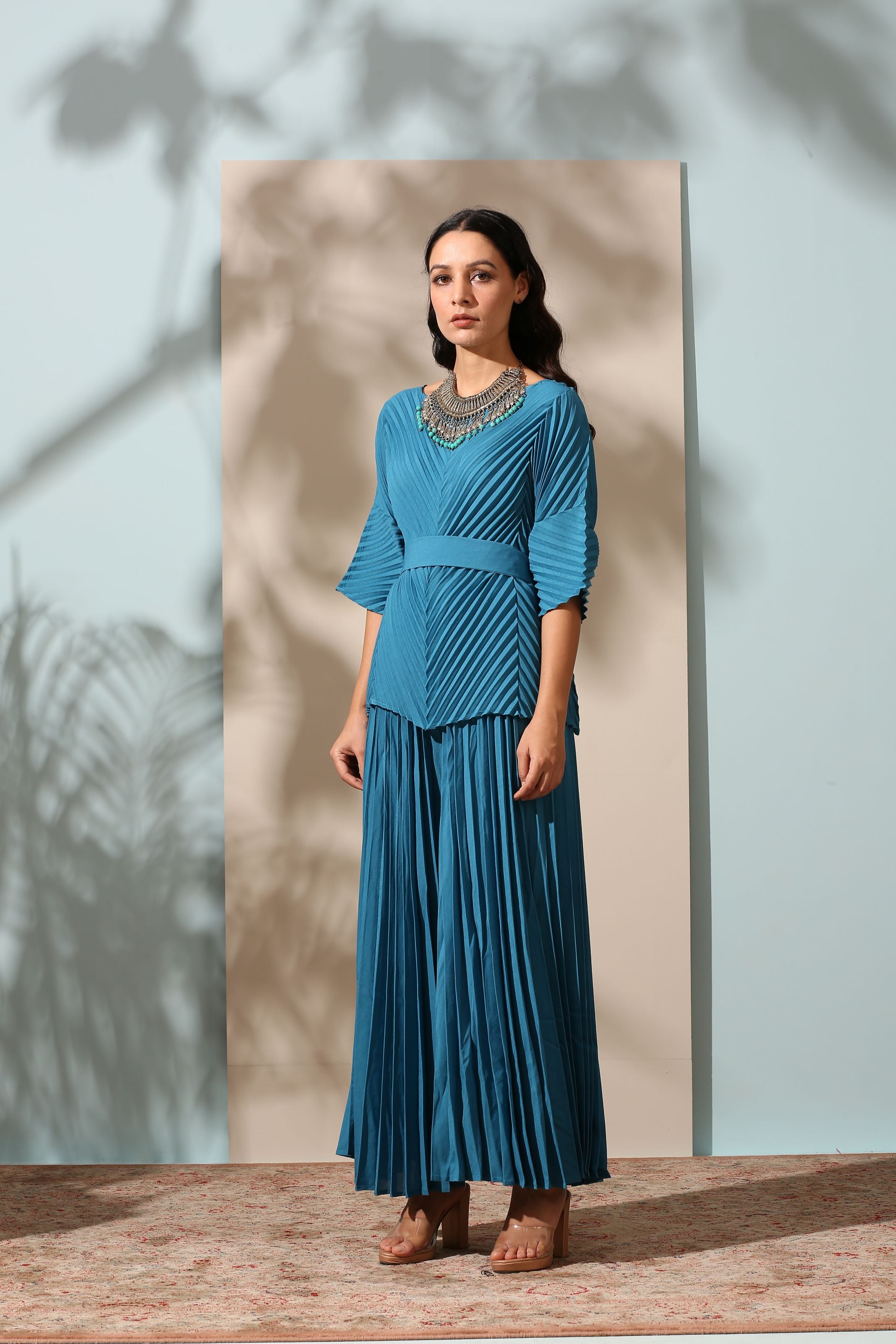 TEAL BLUE SHARARA SET