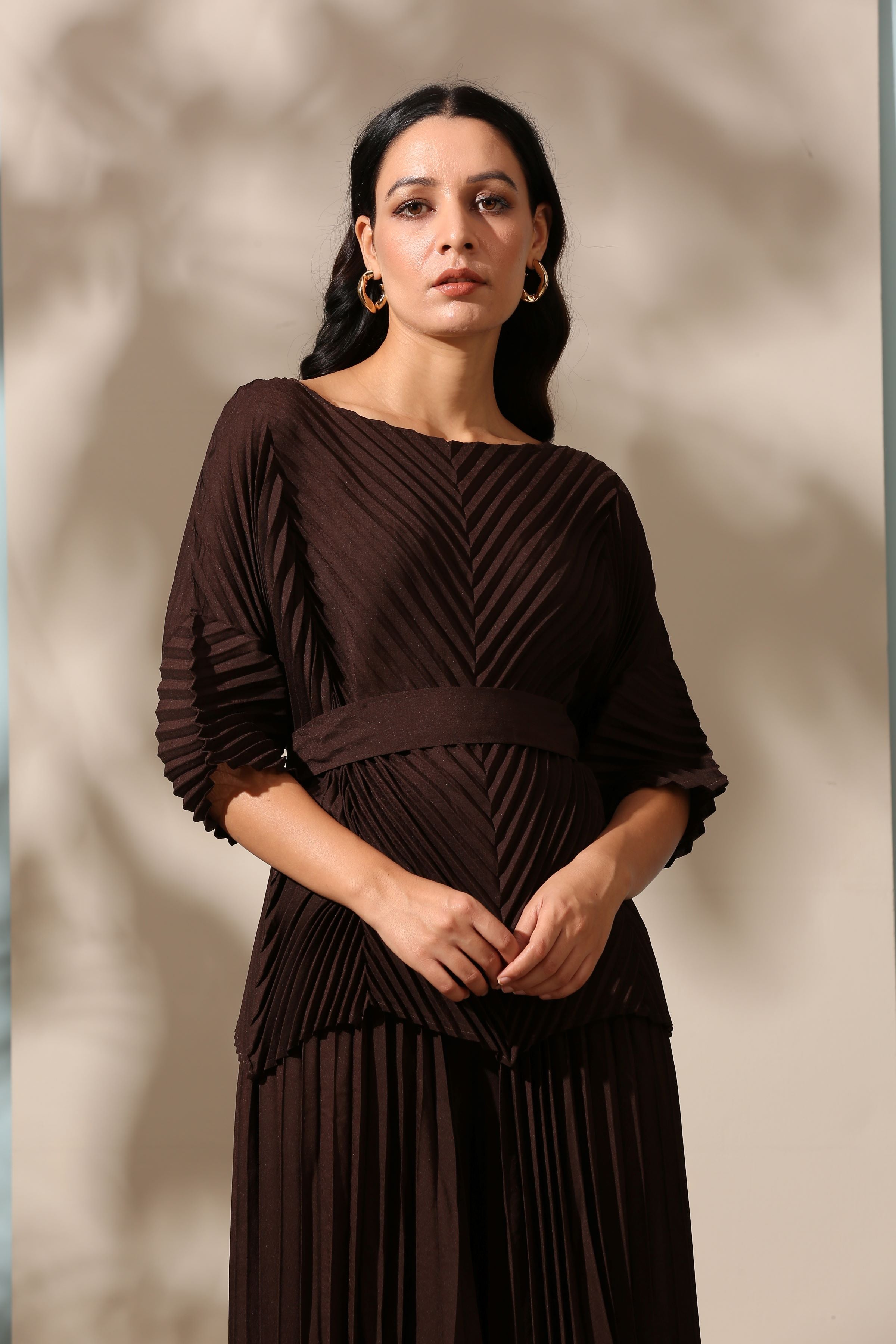 DARK BROWN SHARARA SET