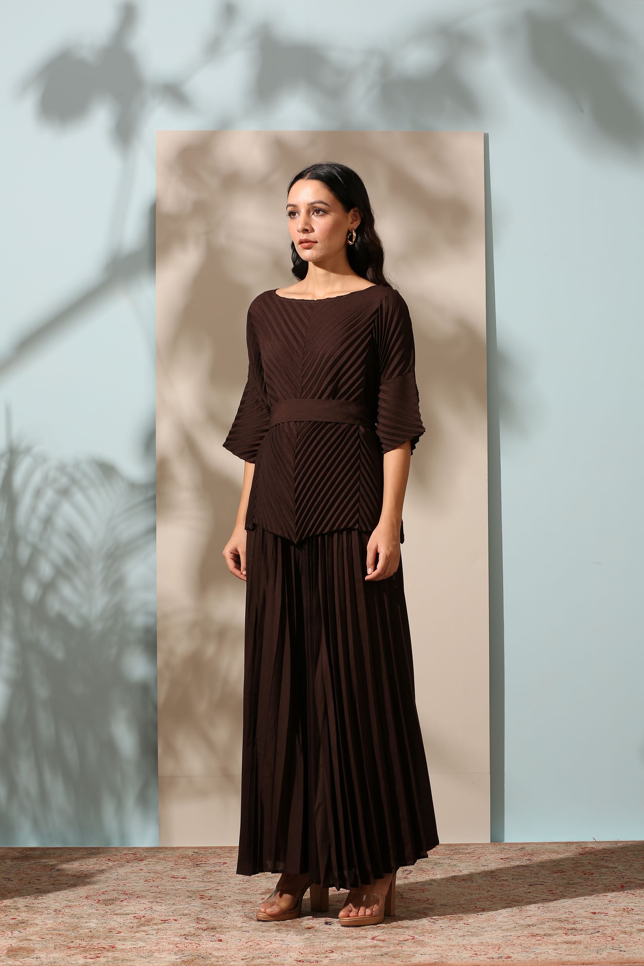 DARK BROWN SHARARA SET