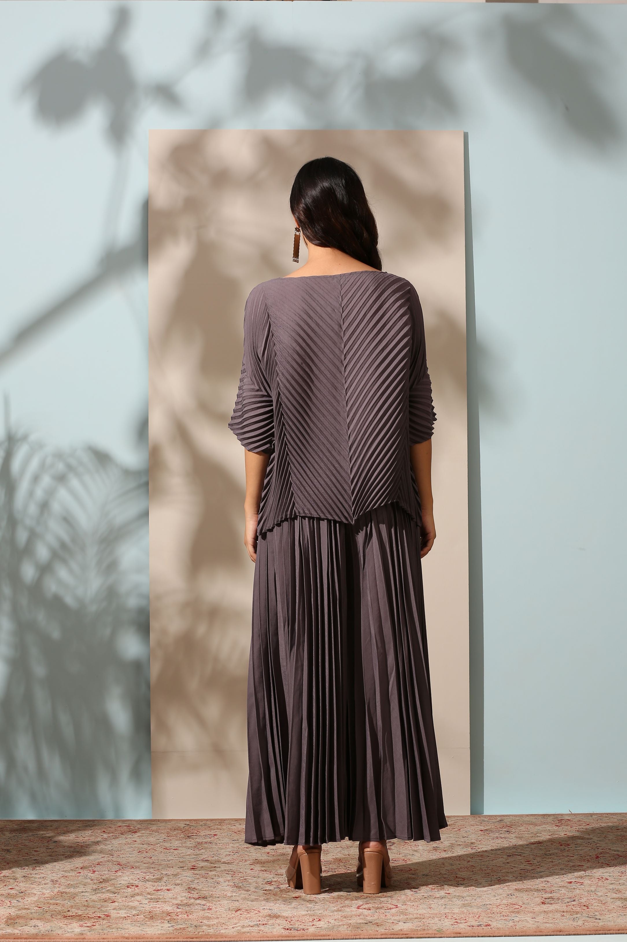 MAUVE GREY SHARARA SET