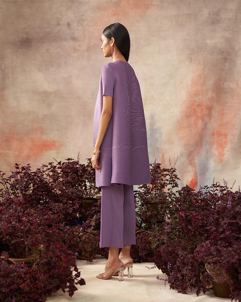 PURPLE MANDARIN TASSEL KURTI SET