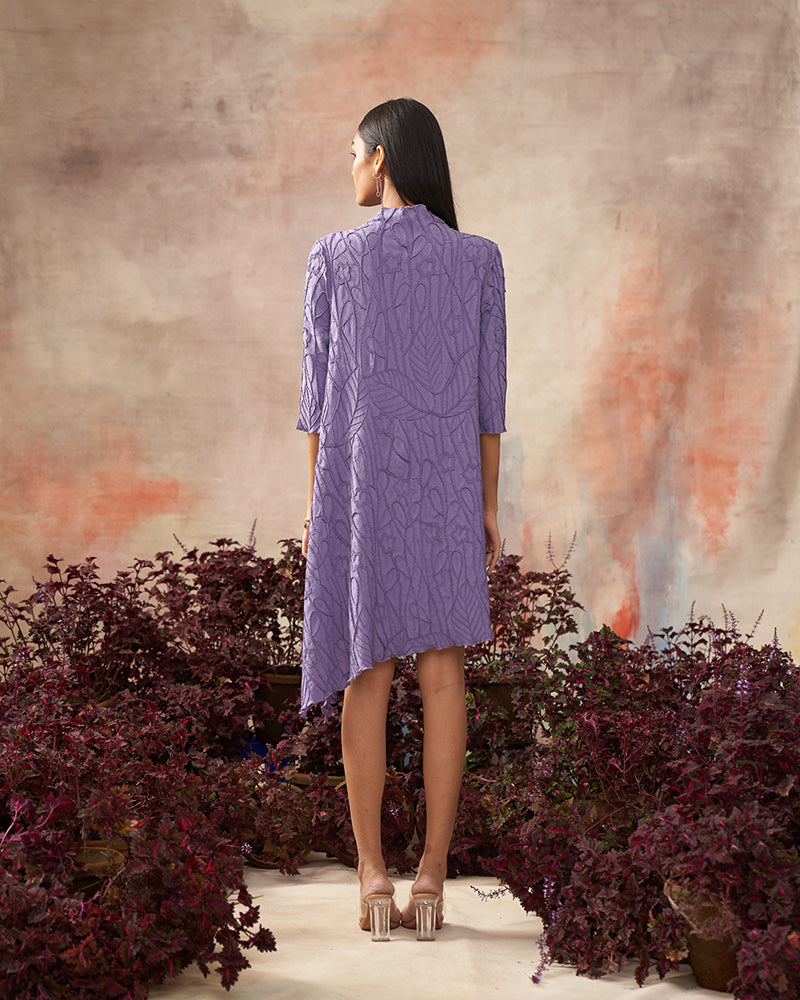 PURPLE TROPICAL TEXTURED DRESS
