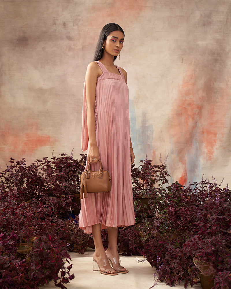 PINK PLEATS SLIP DRESS