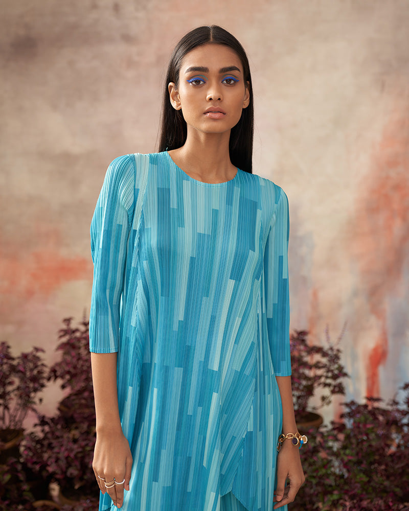 LIGHT BLUE MULTICOLOR KURTI SET