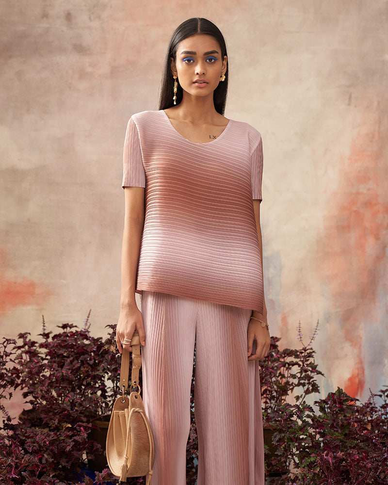 BROWN ANGLE OMBRE COORD SET