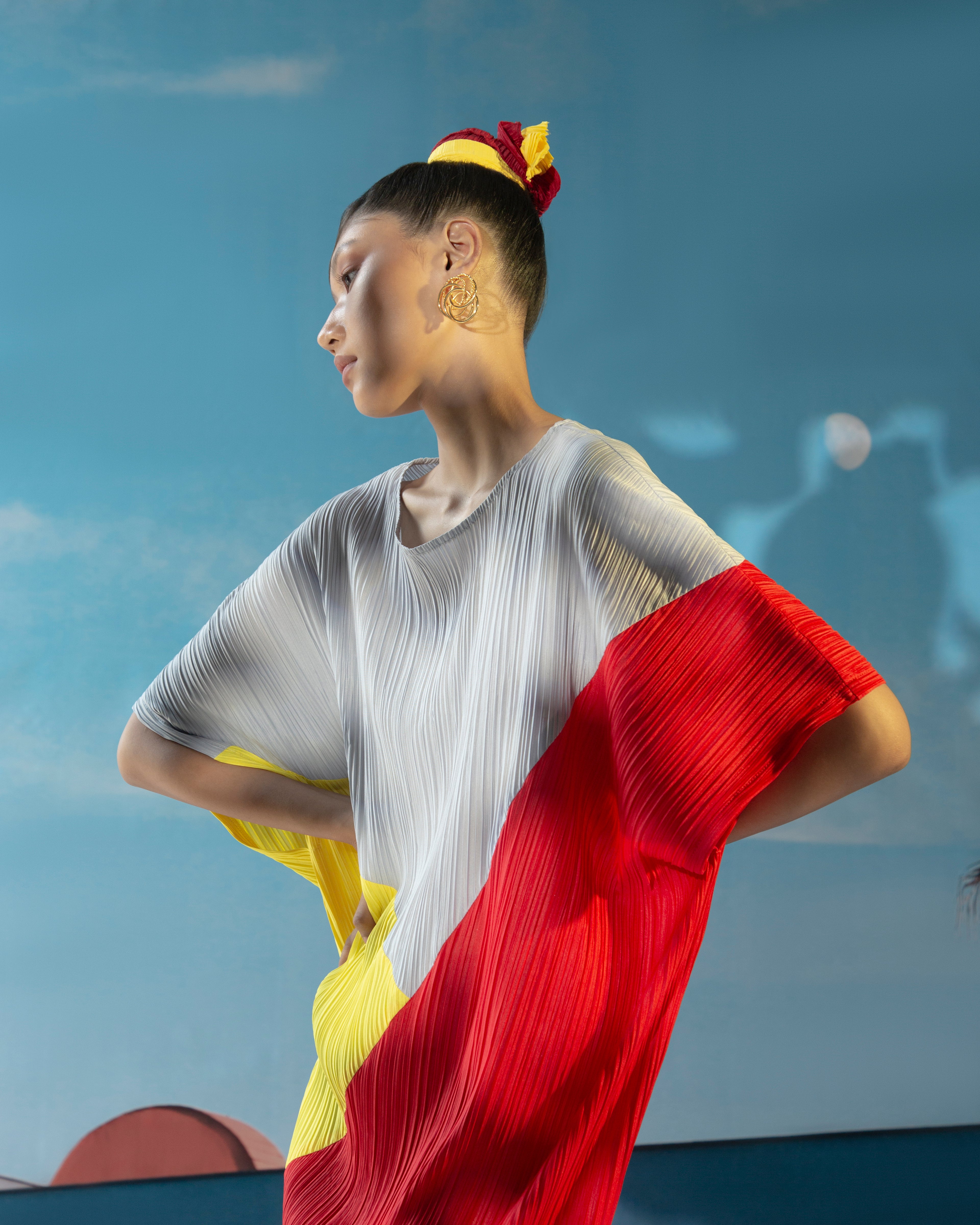 YELLOW COLORBLOCK ADULT DRESS