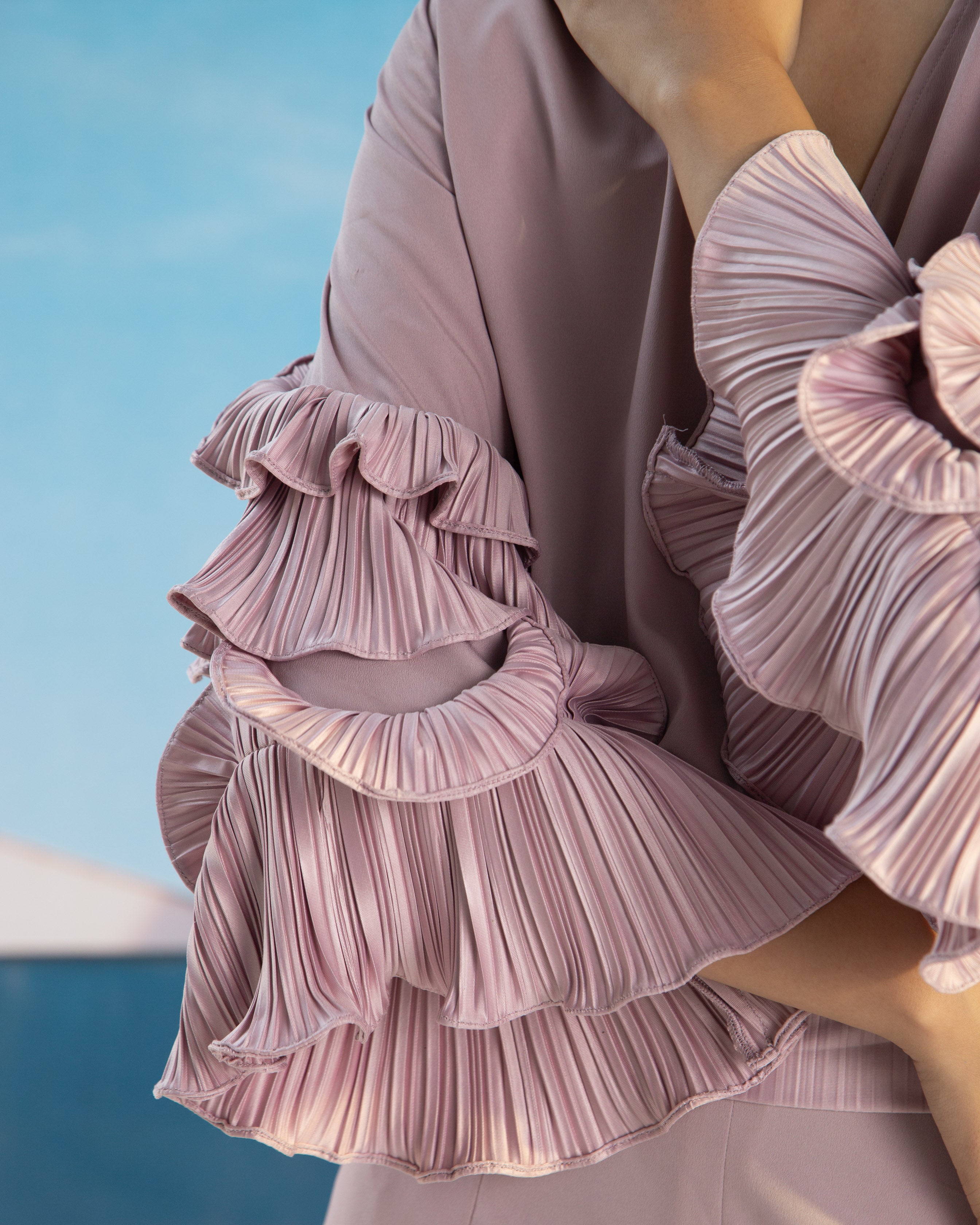 MAUVE RUFFLE SLEEVES TOP