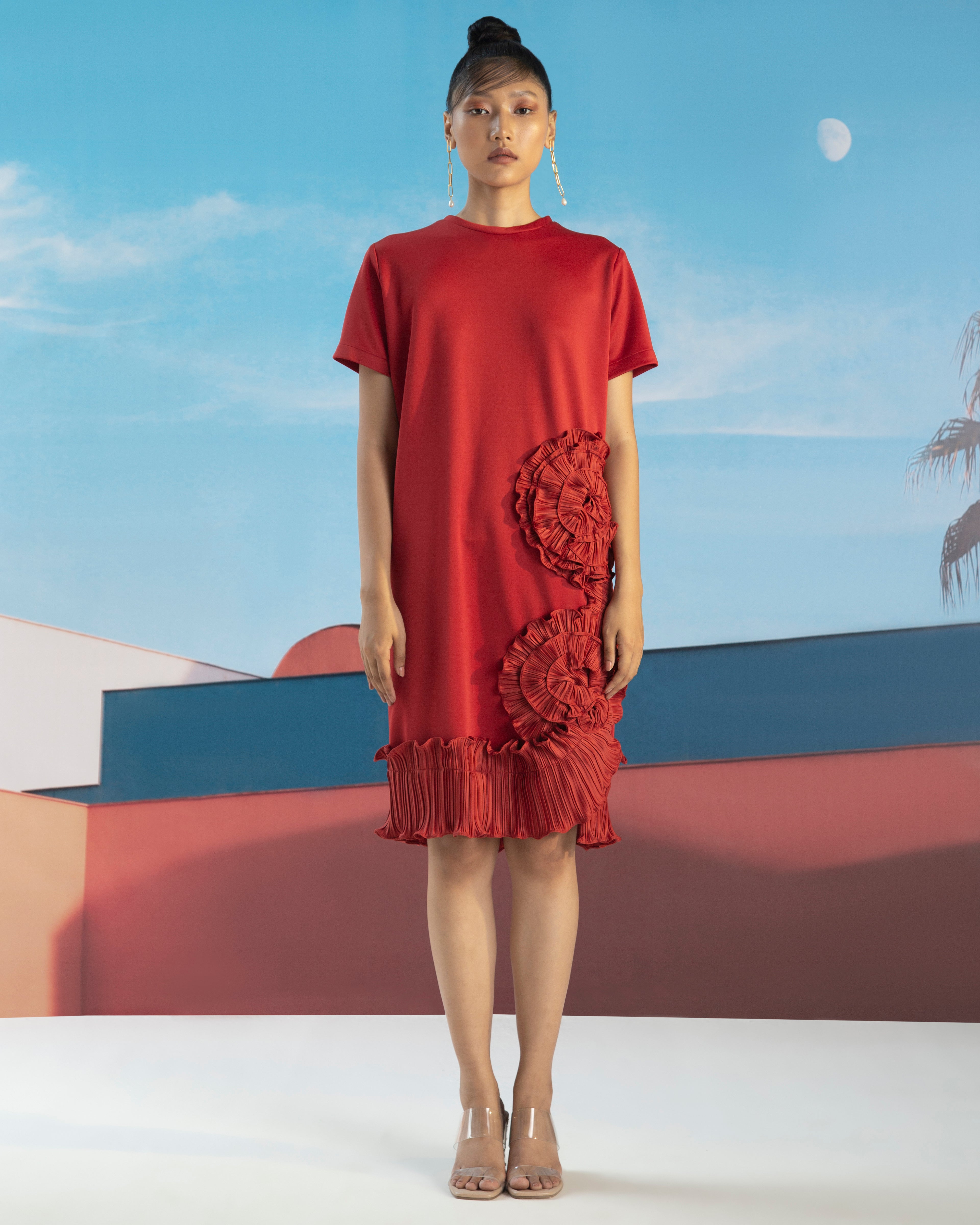 ORANGE FLOWER EDGE DRESS