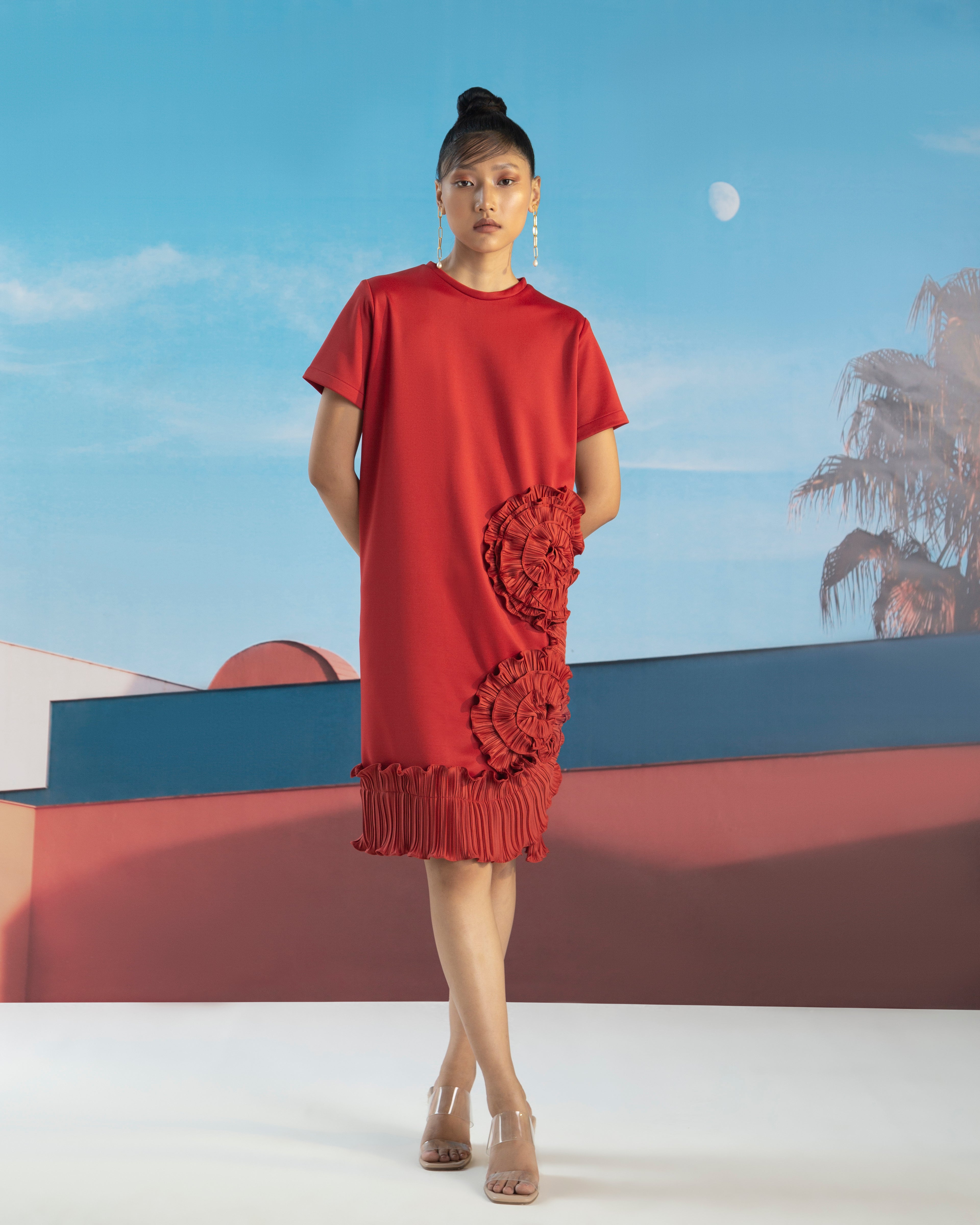 ORANGE FLOWER EDGE DRESS