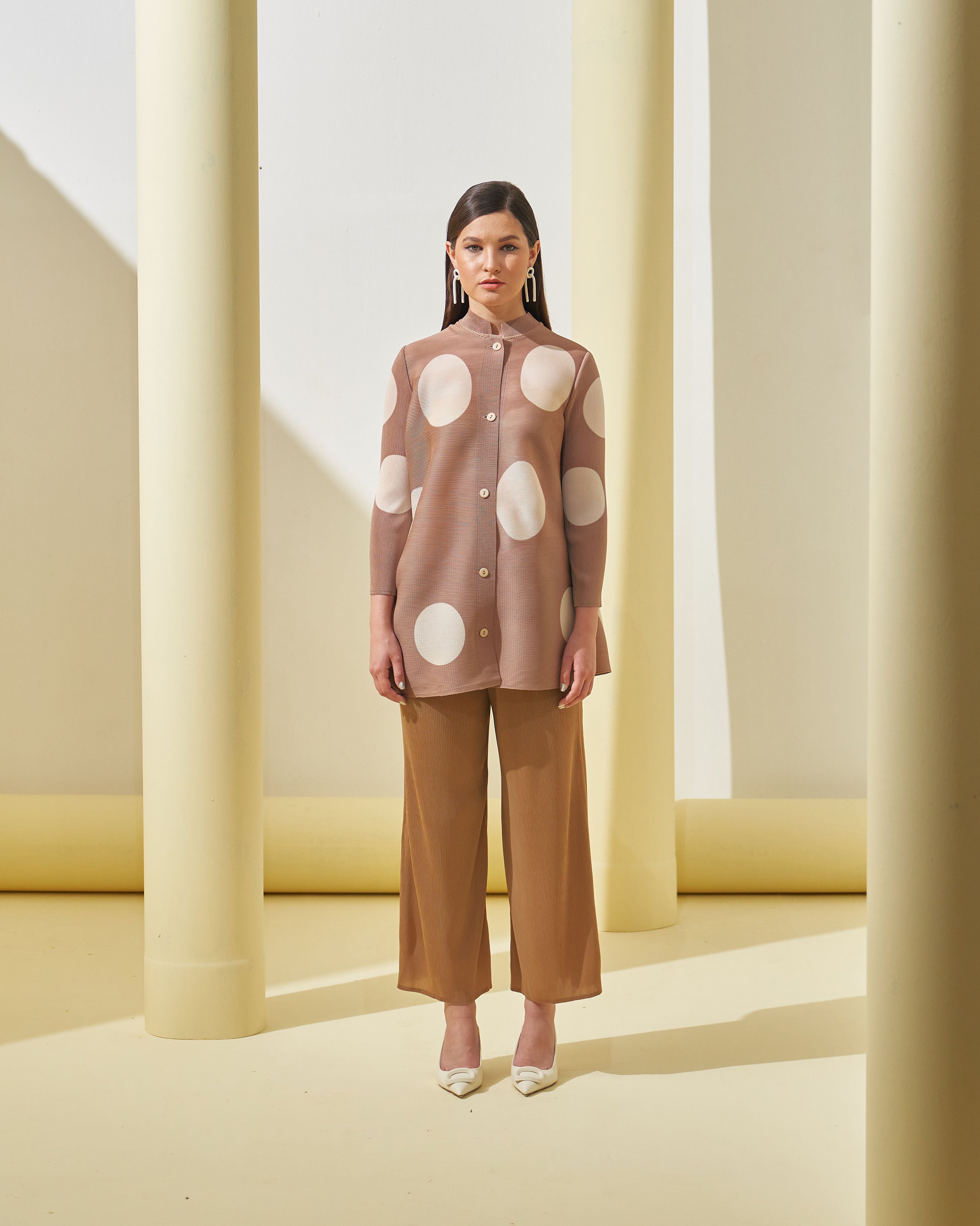 BROWN POLKA DOT COORD SET