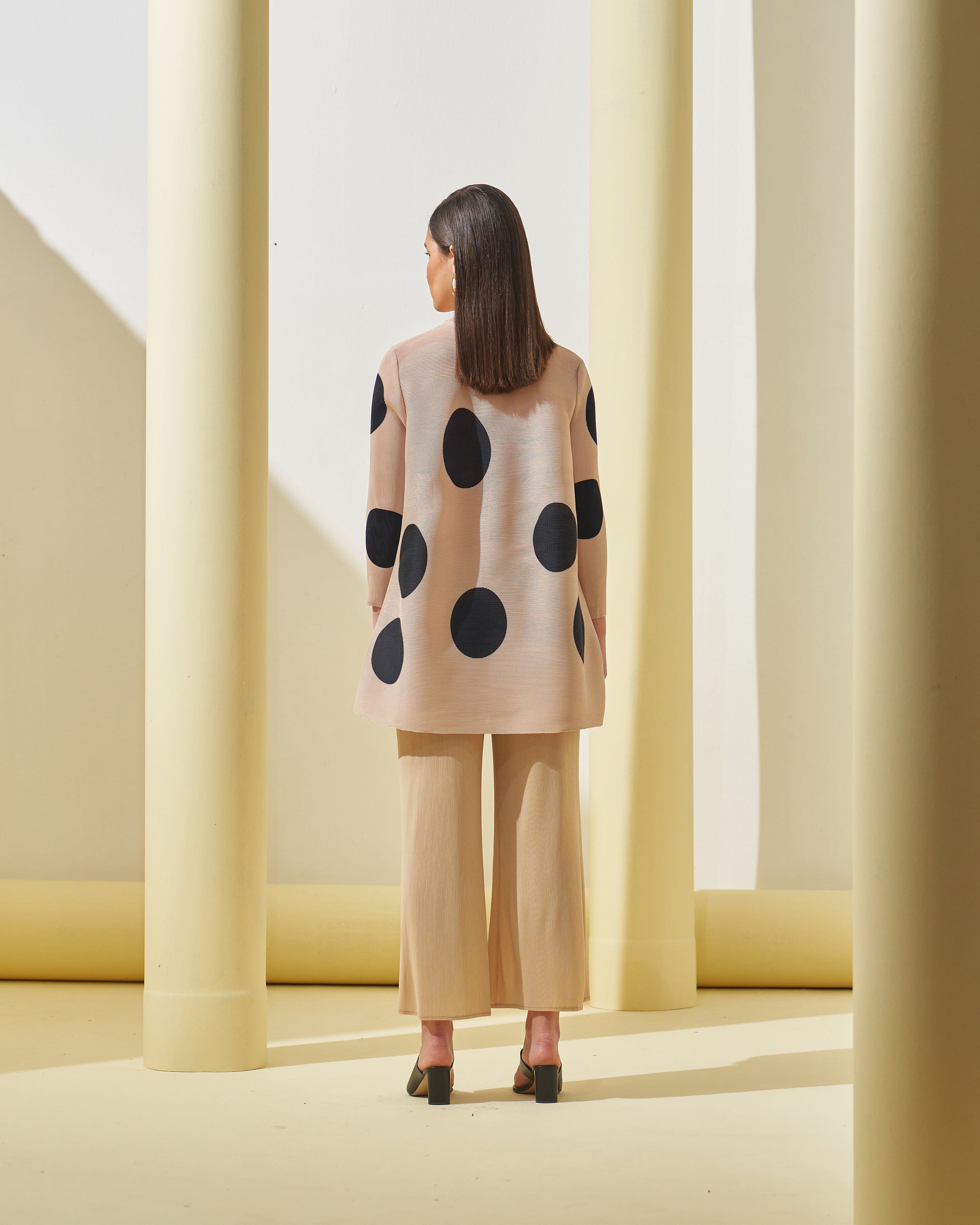 BEIGE POLKA DOT COORD SET