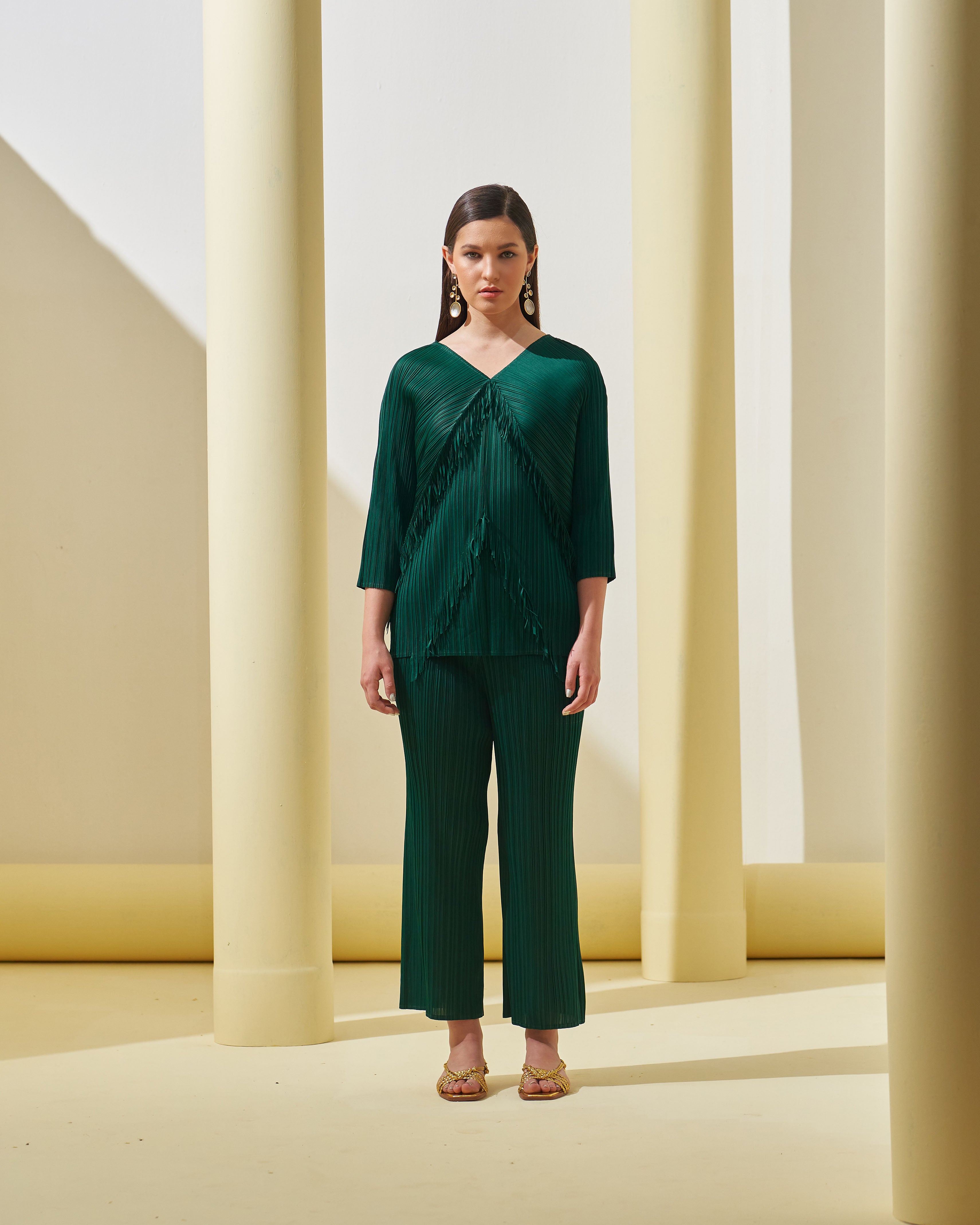 GREEN FRINGE COORD SET