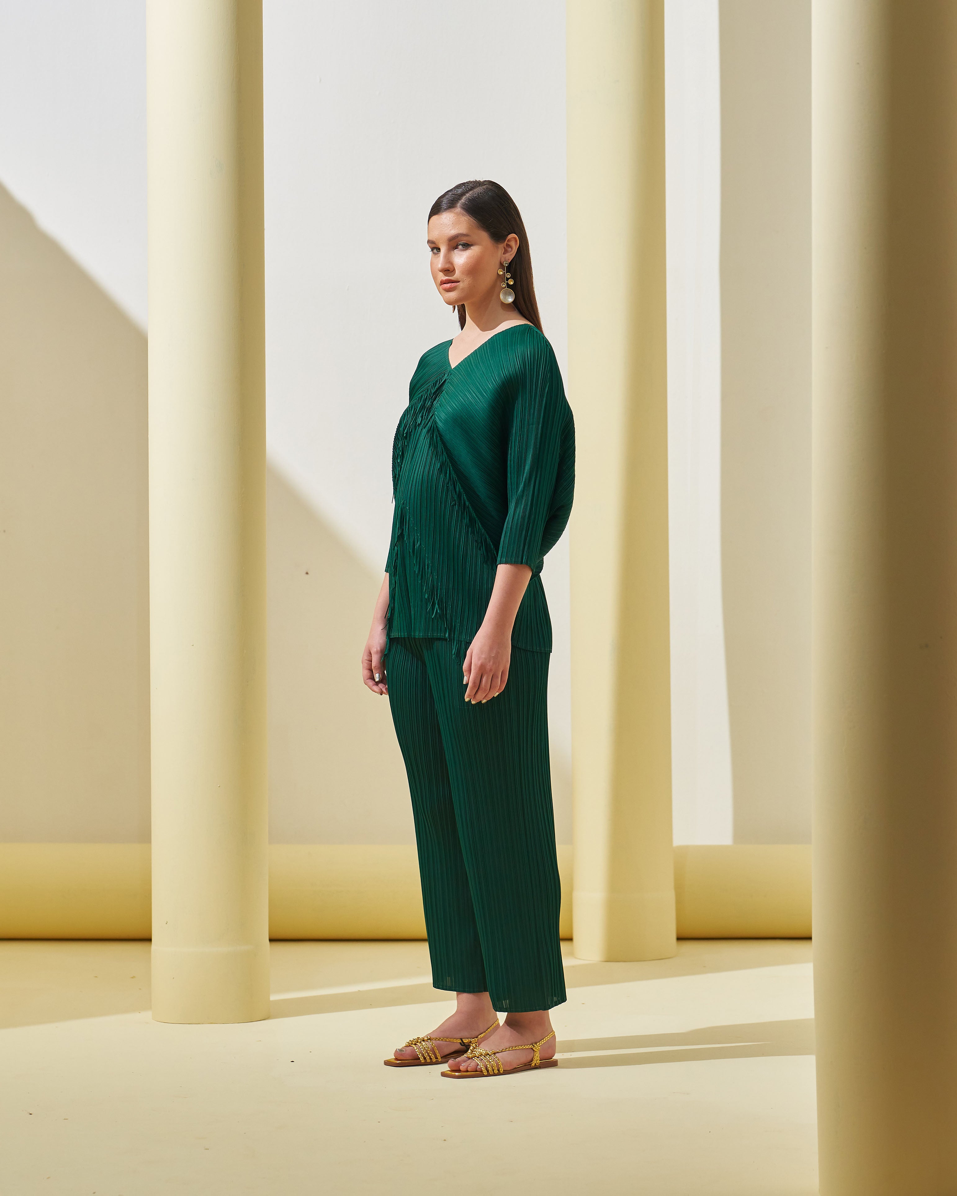 GREEN FRINGE COORD SET