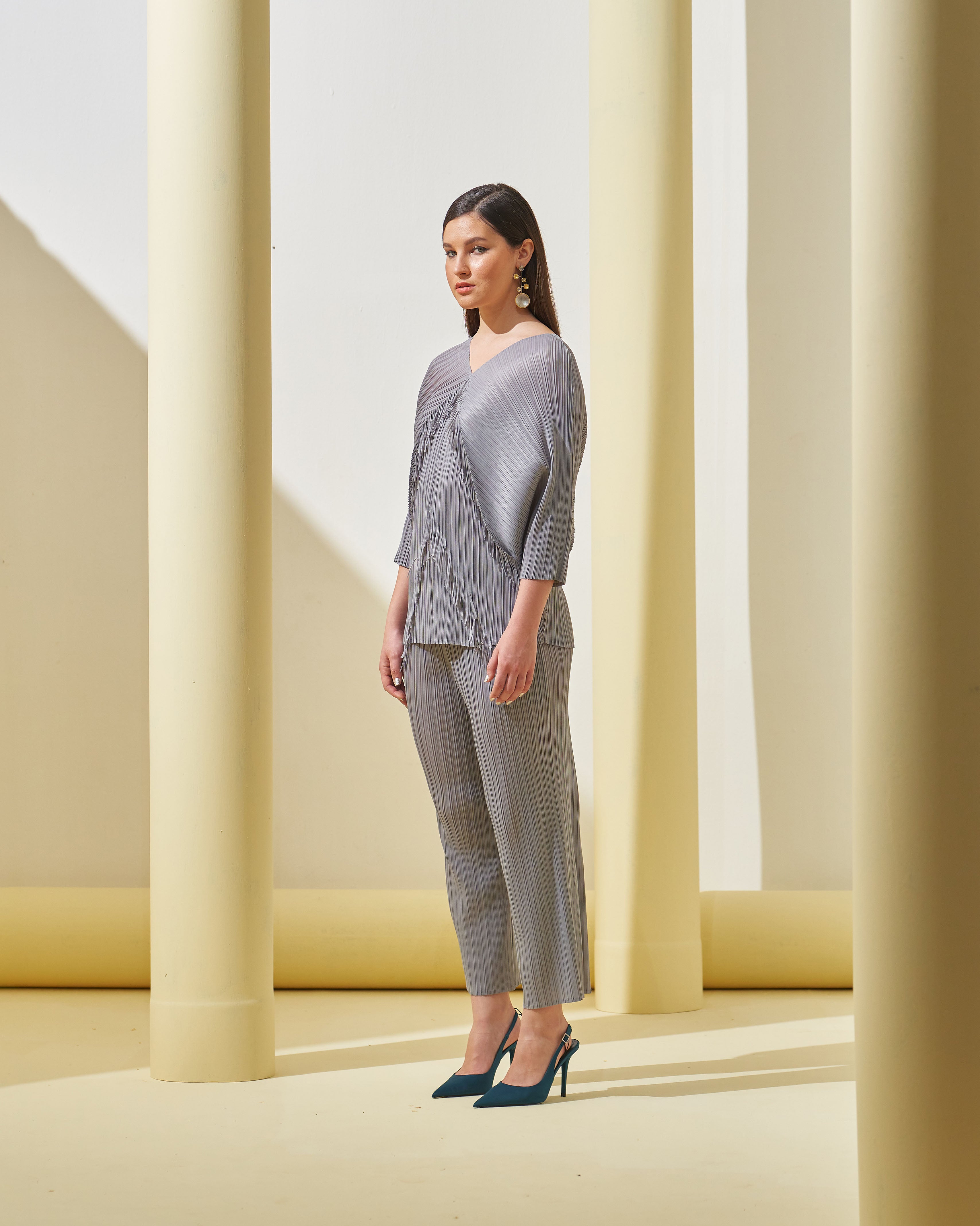 GREY FRINGE COORD SET