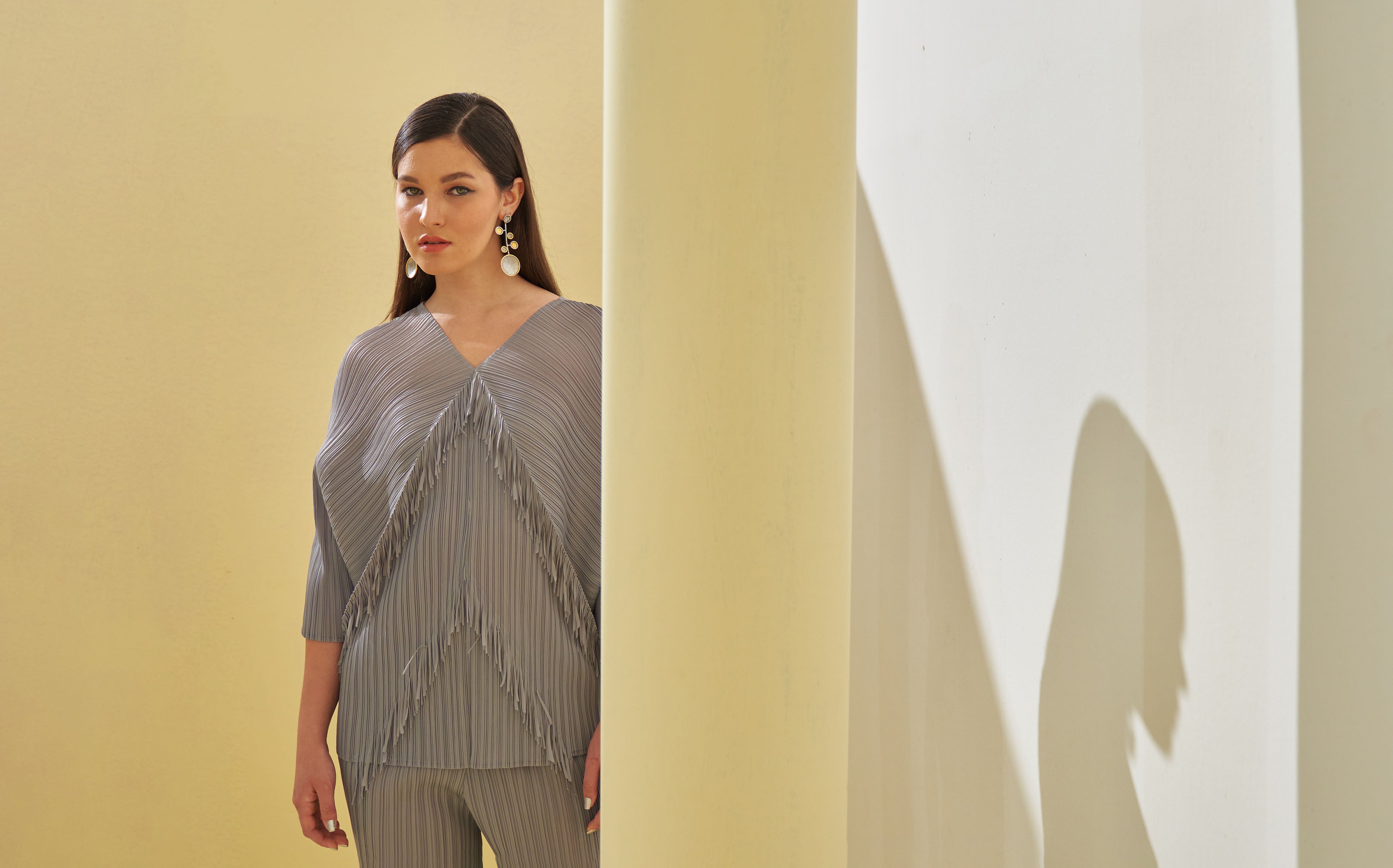 GREY FRINGE COORD SET