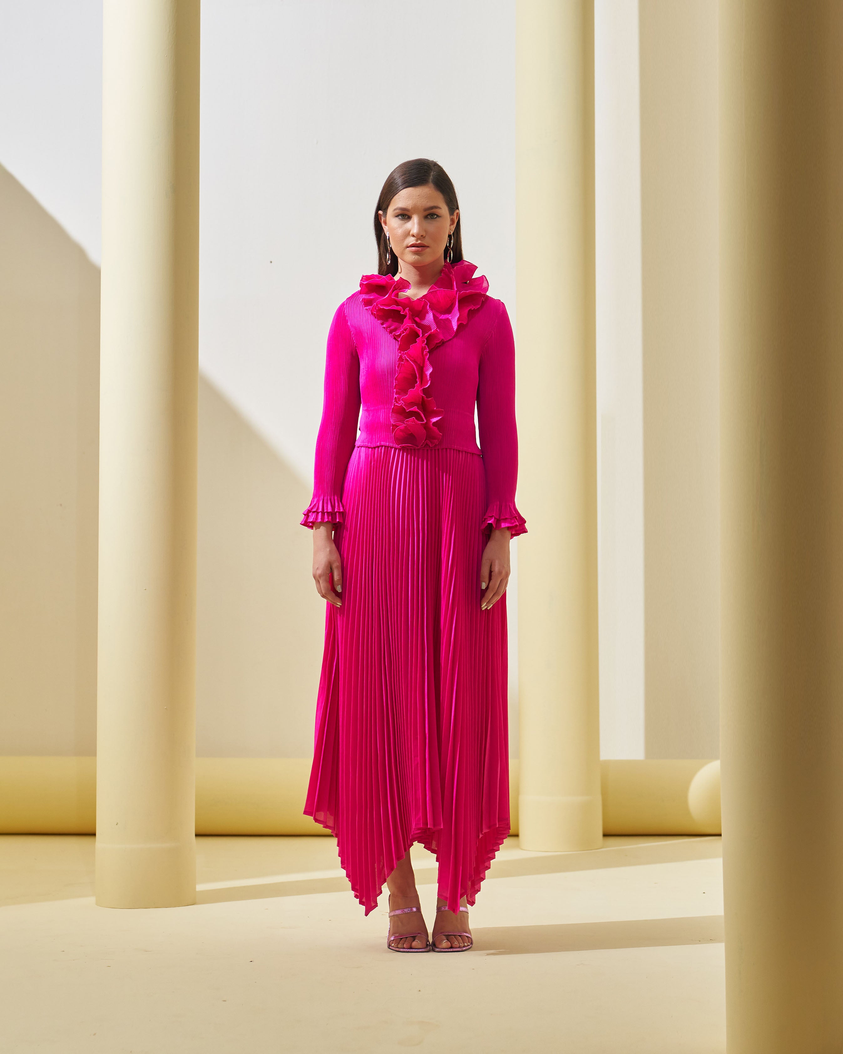 FUSICA FRILL NECK DRESS