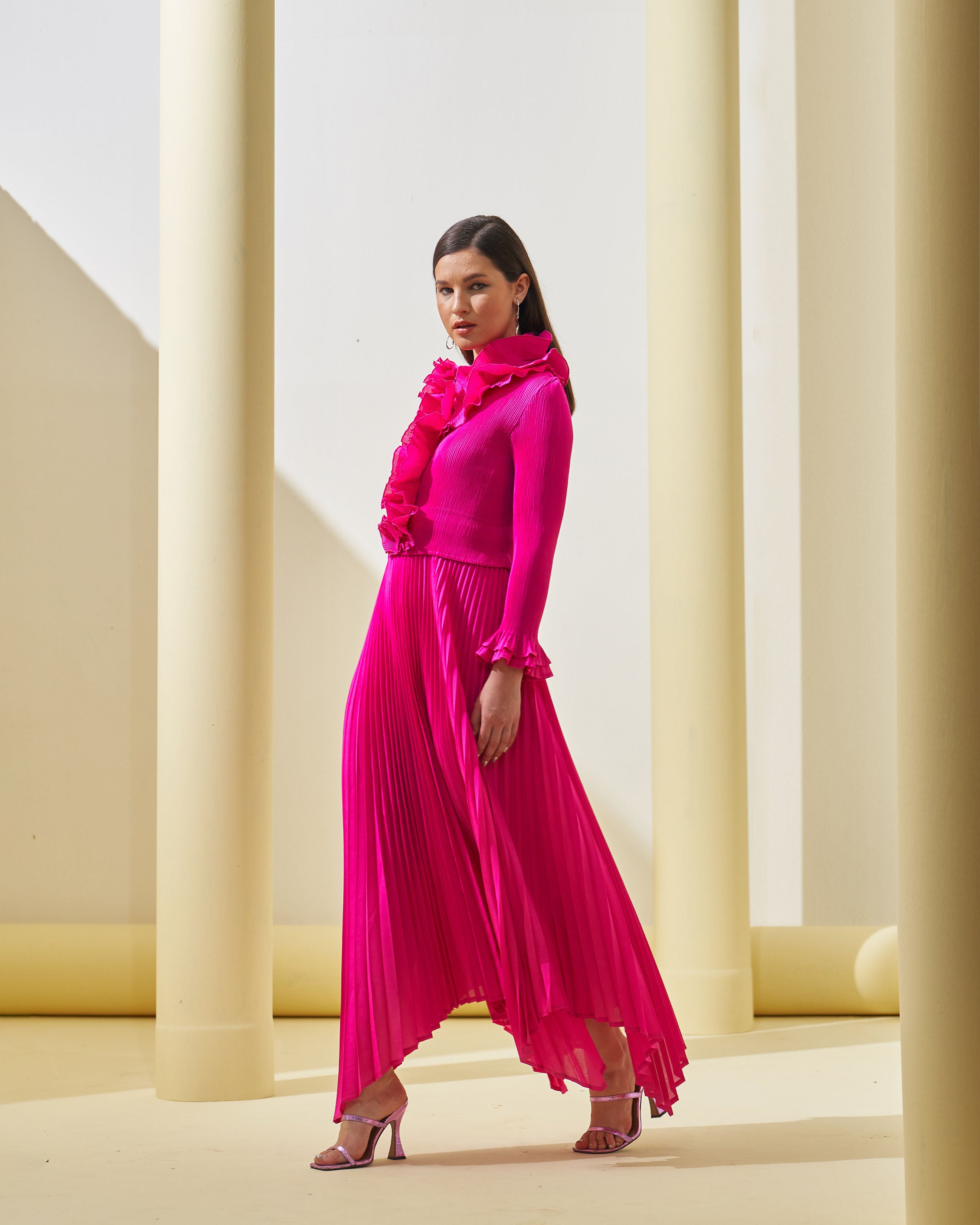 FUSICA FRILL NECK DRESS