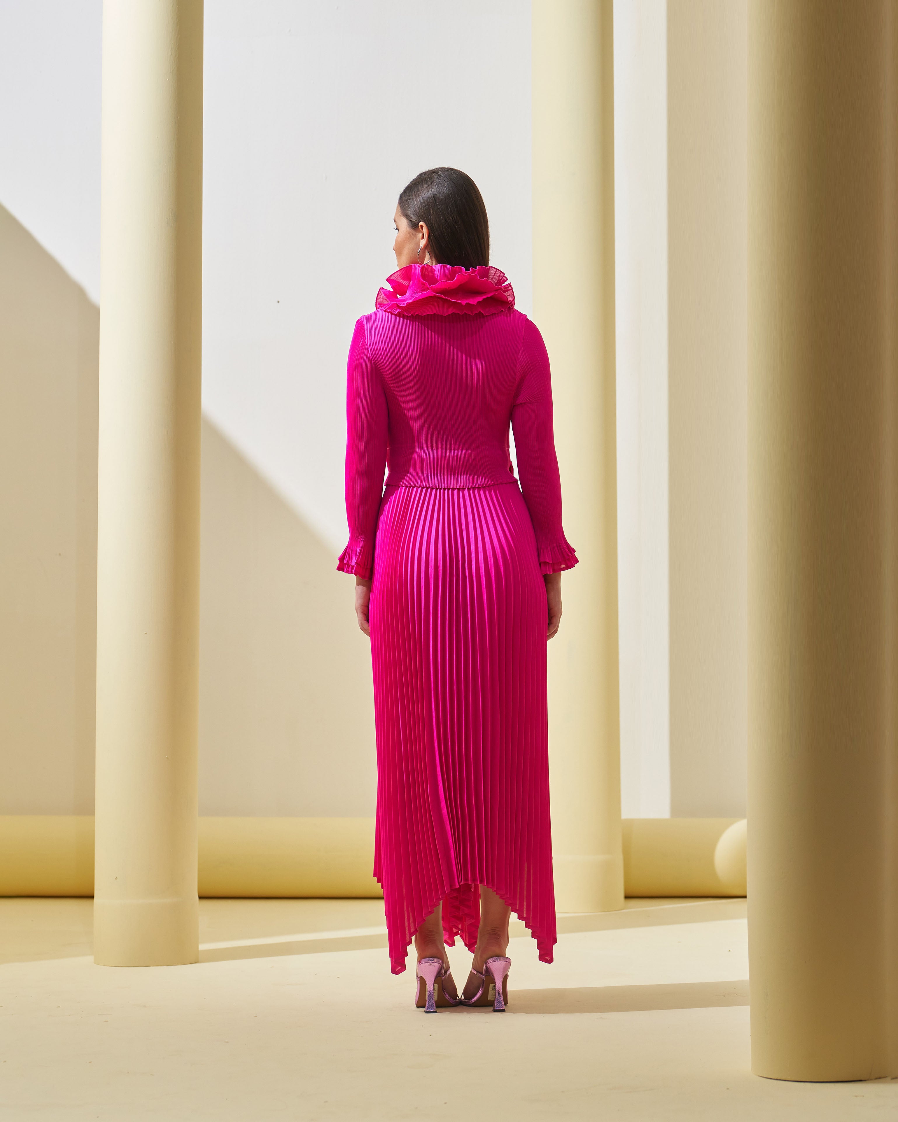 FUSICA FRILL NECK DRESS