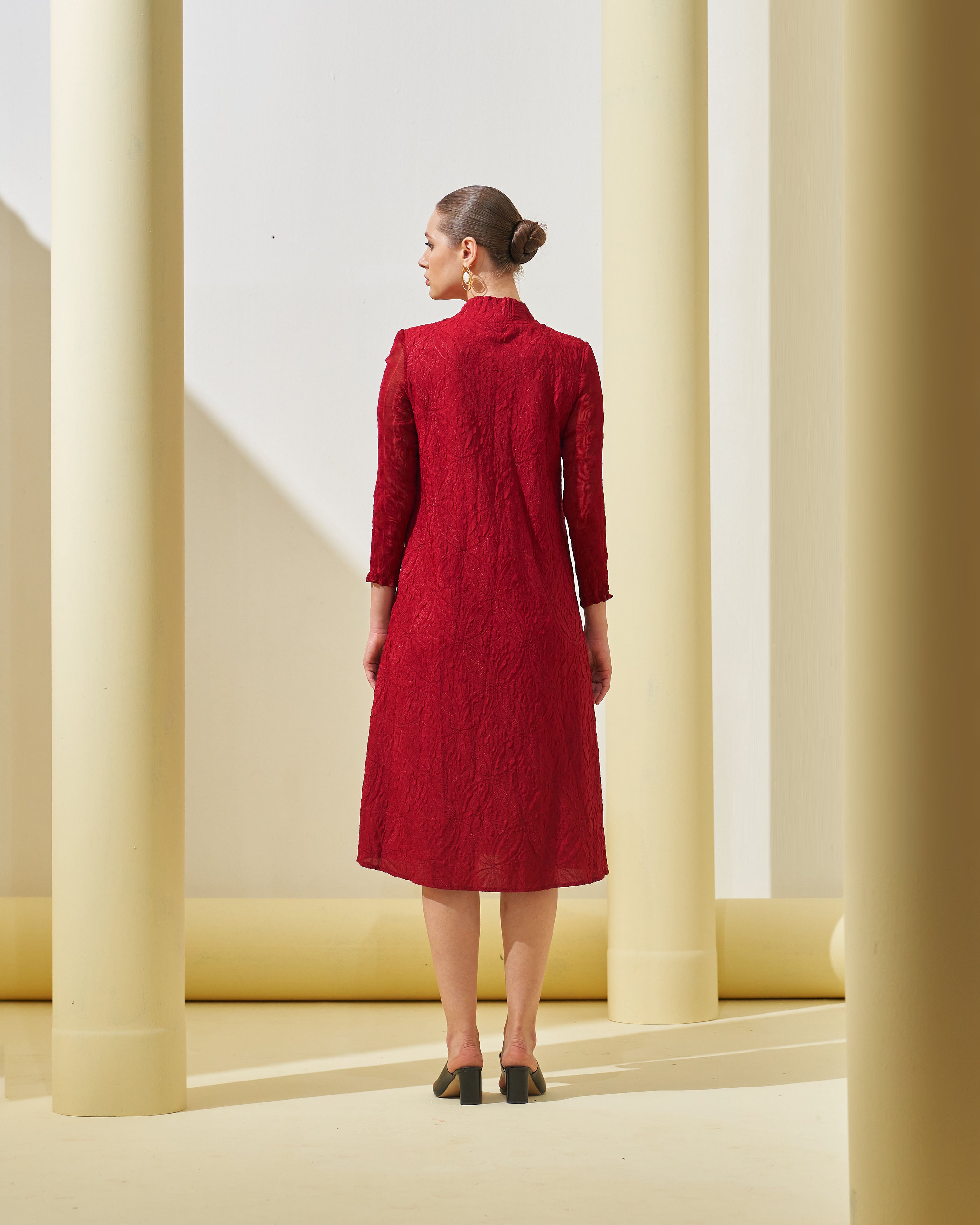 MAROON BLOOM FLOWER 3D DRESS