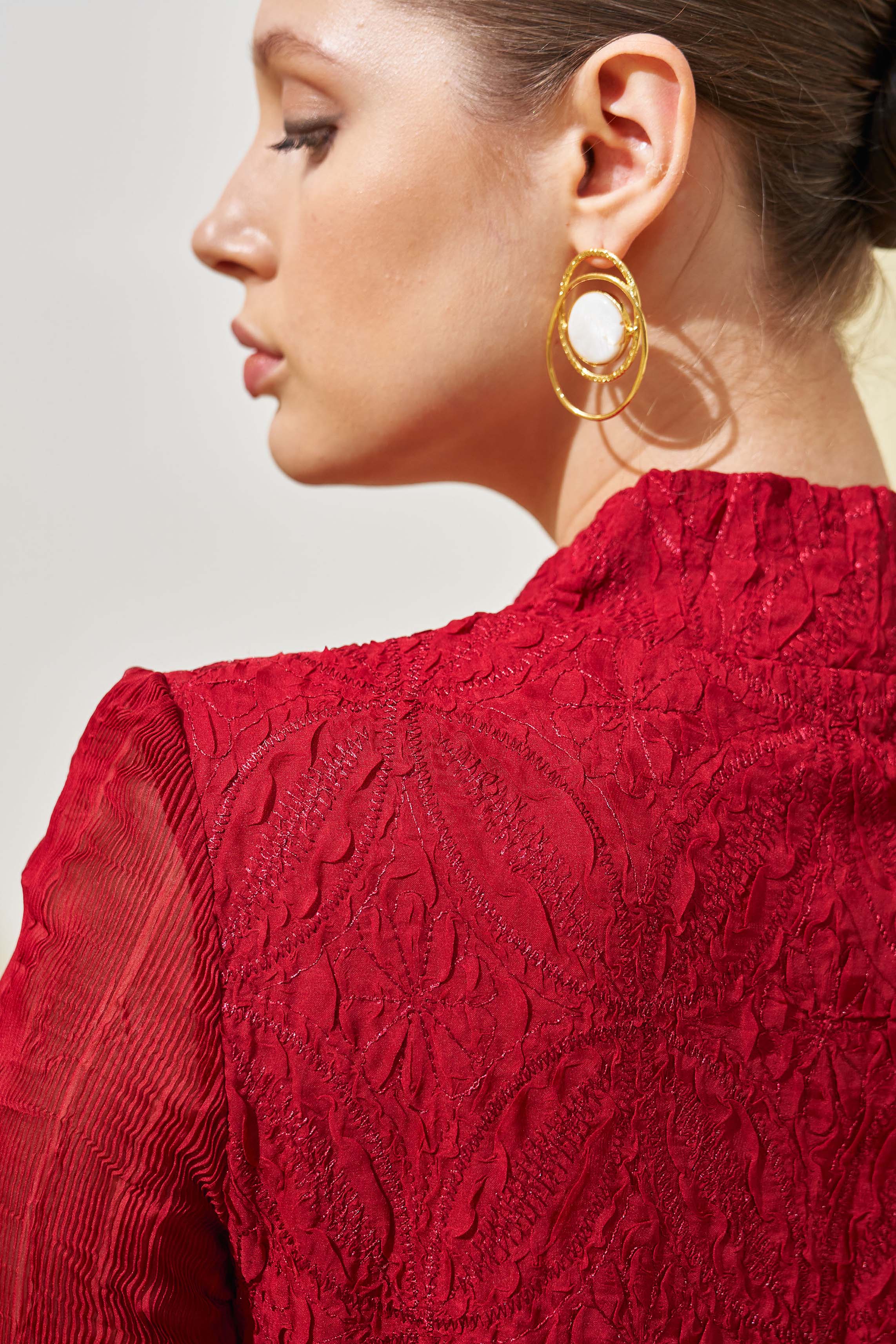 MAROON BLOOM FLOWER 3D DRESS