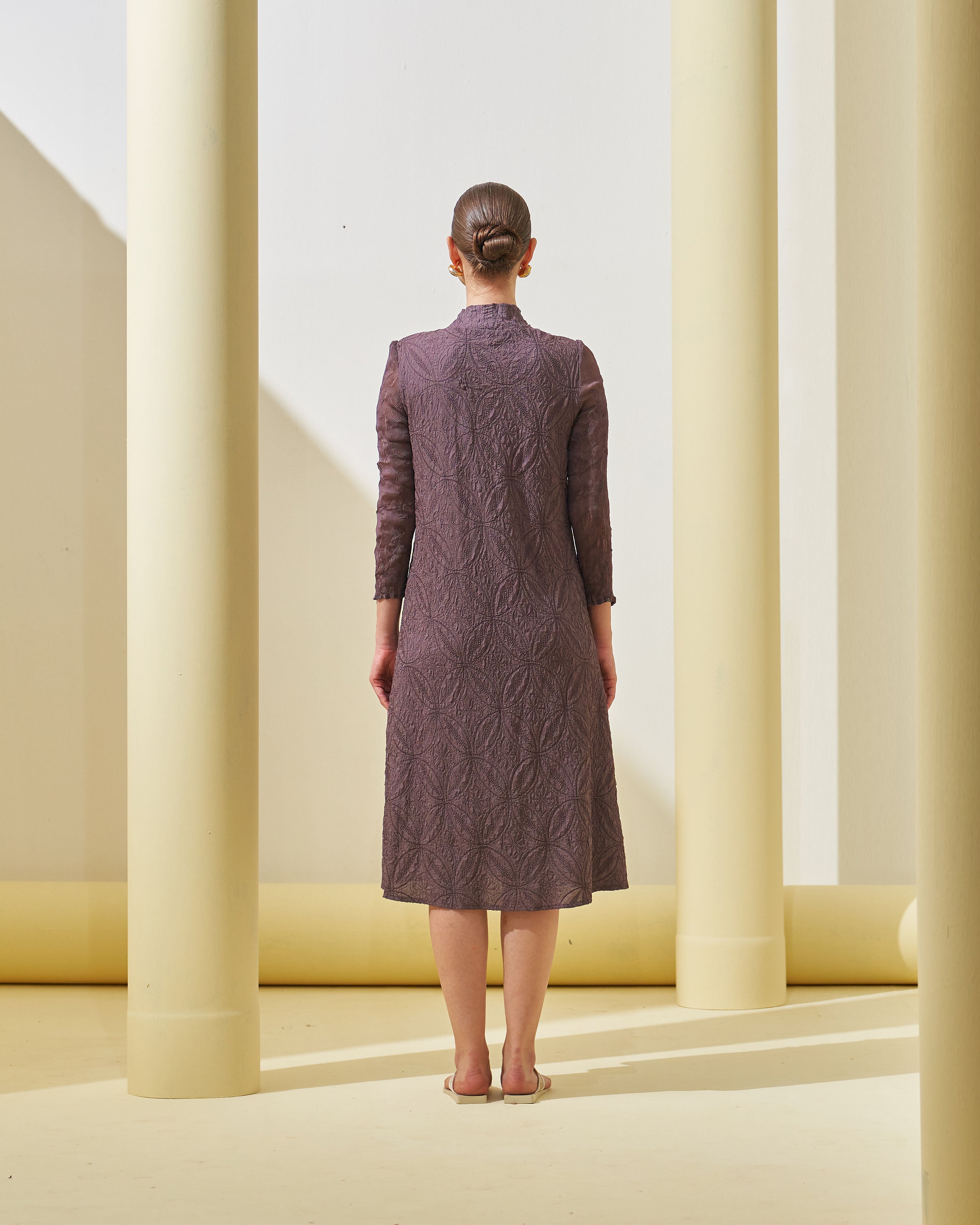 MUAVE GREY BLOOM FLOWER 3D DRESS