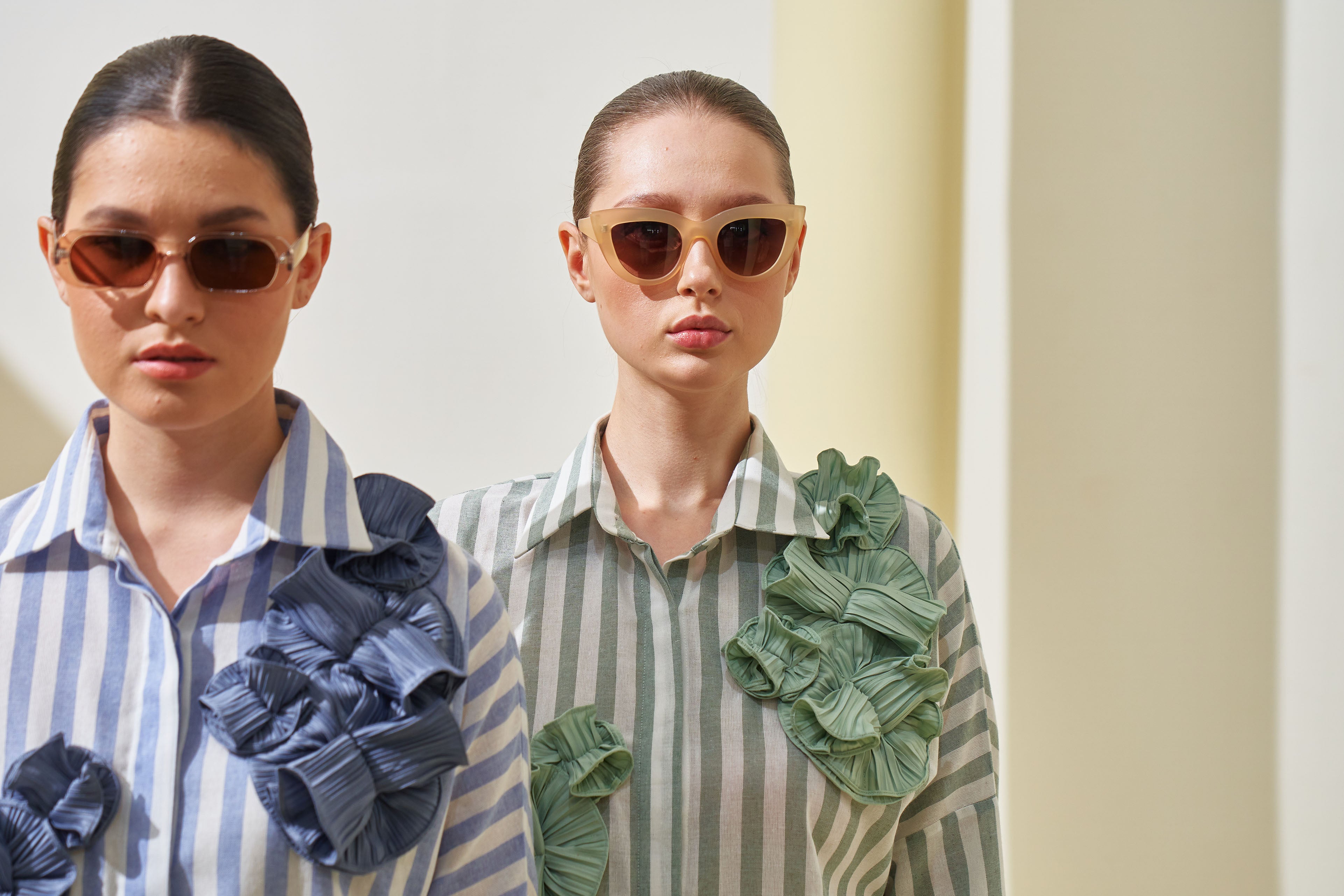 GREEN STRIPE FLOWER TOP & PANT SET