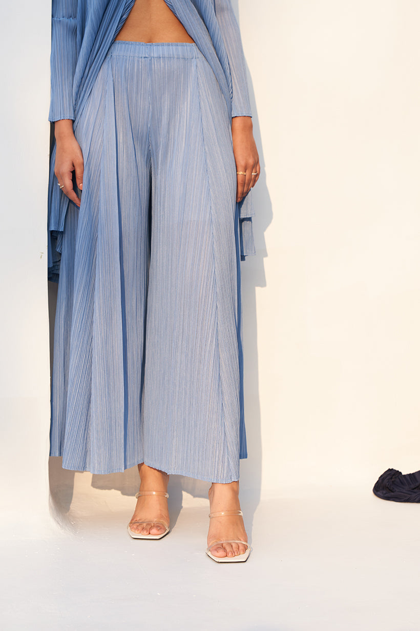 POWDER BLUE FLAP BUTTON KURTI SET