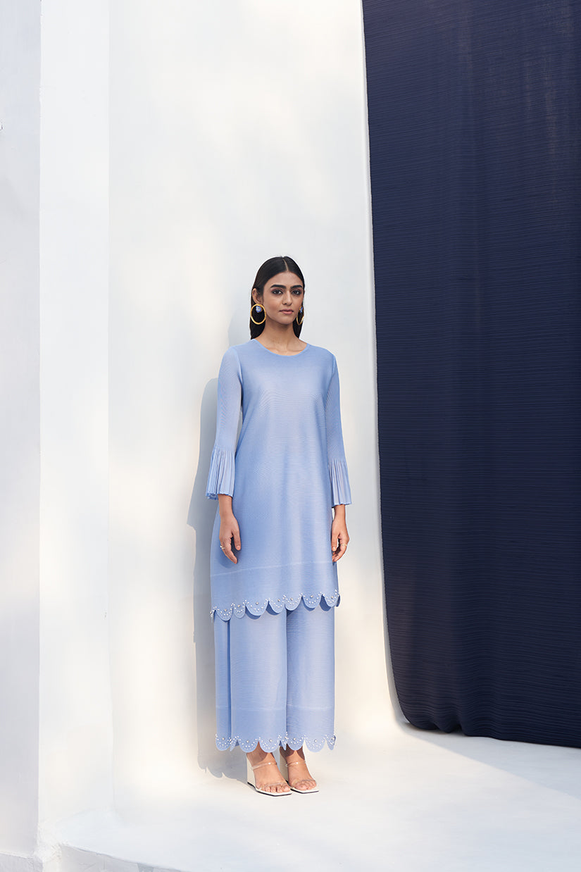 BLUE PEARL EMBROIDERED COORD SET
