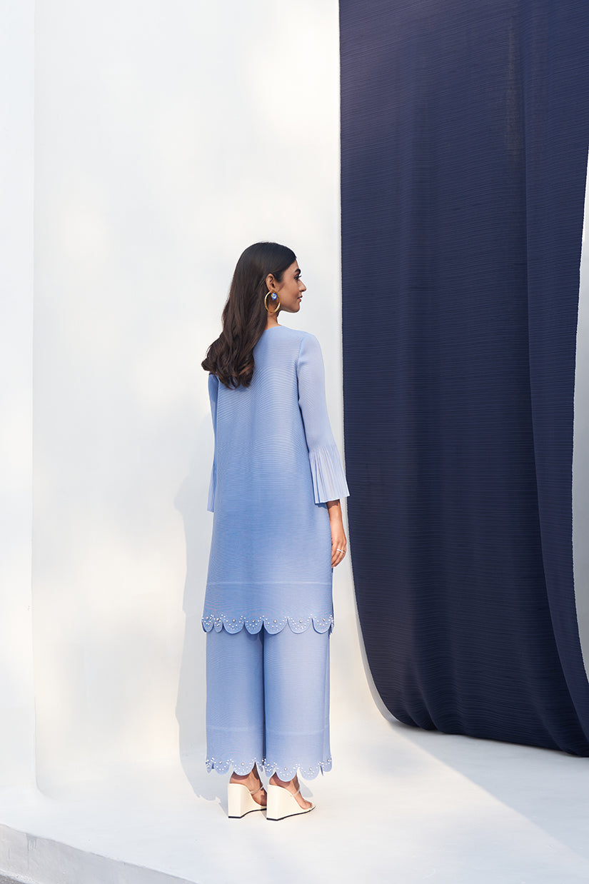 BLUE PEARL EMBROIDERED COORD SET