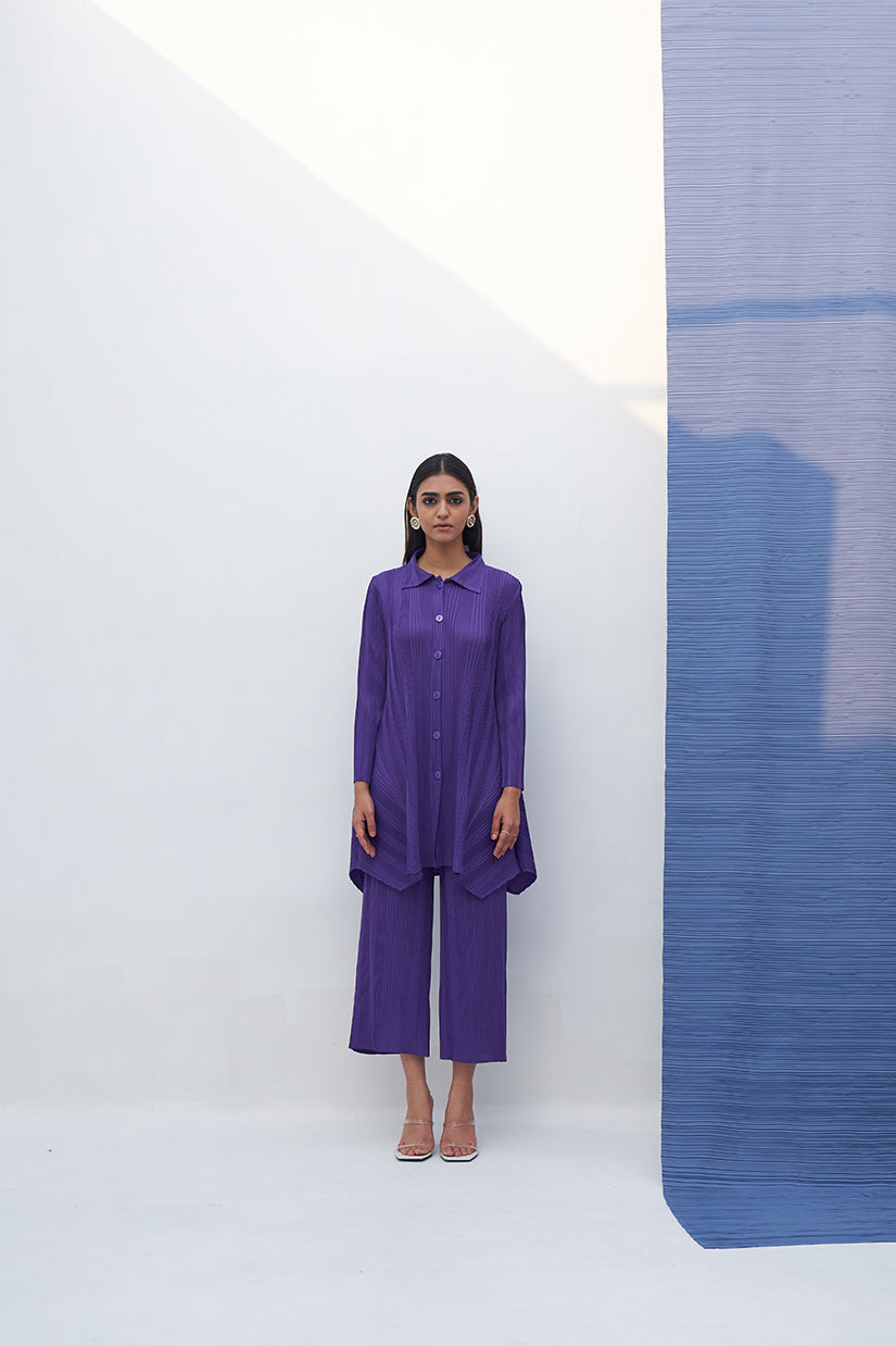 PURPLE FRENCH PLEATED COORD SET