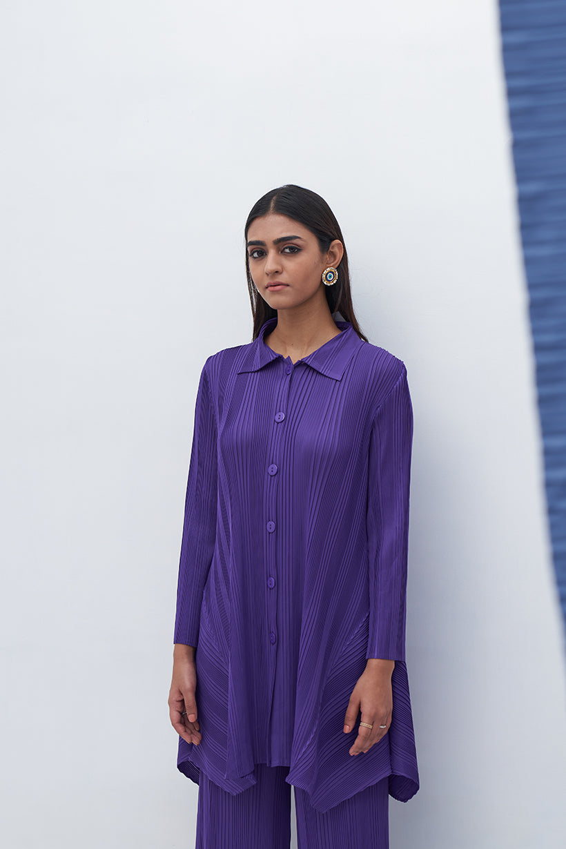 PURPLE FRENCH PLEATED COORD SET