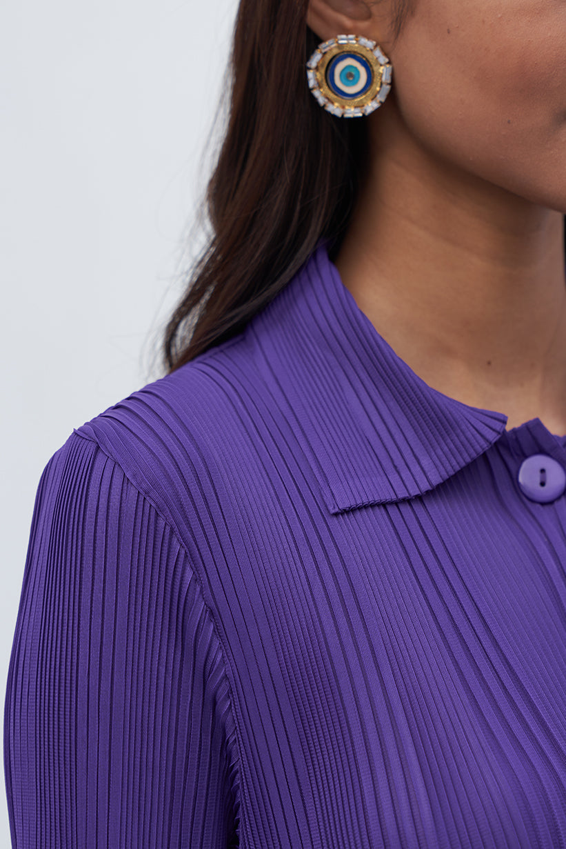 PURPLE FRENCH PLEATED COORD SET