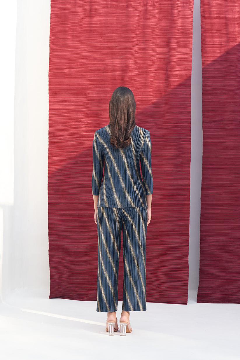 BOTTLE GREEN TWO TONE METALLIC COORD SET