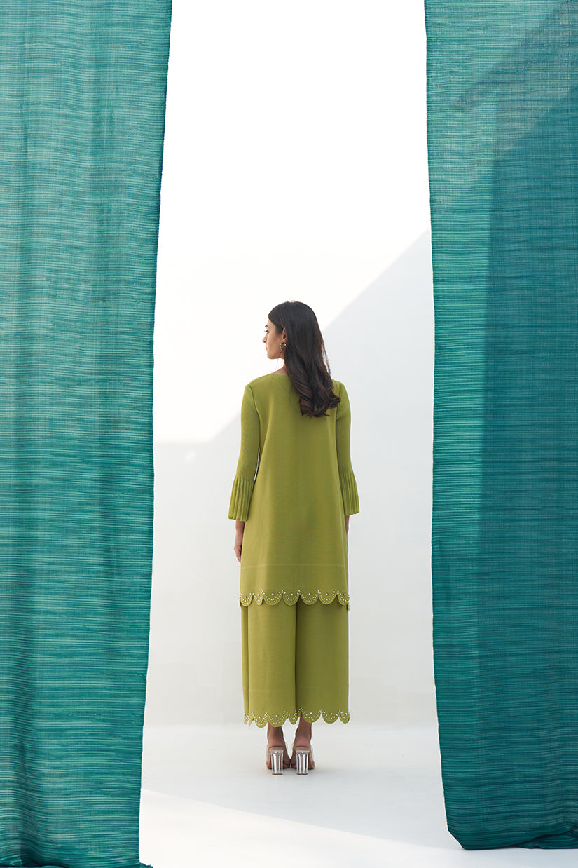 GREEN PEARL EMBROIDERED COORD SET