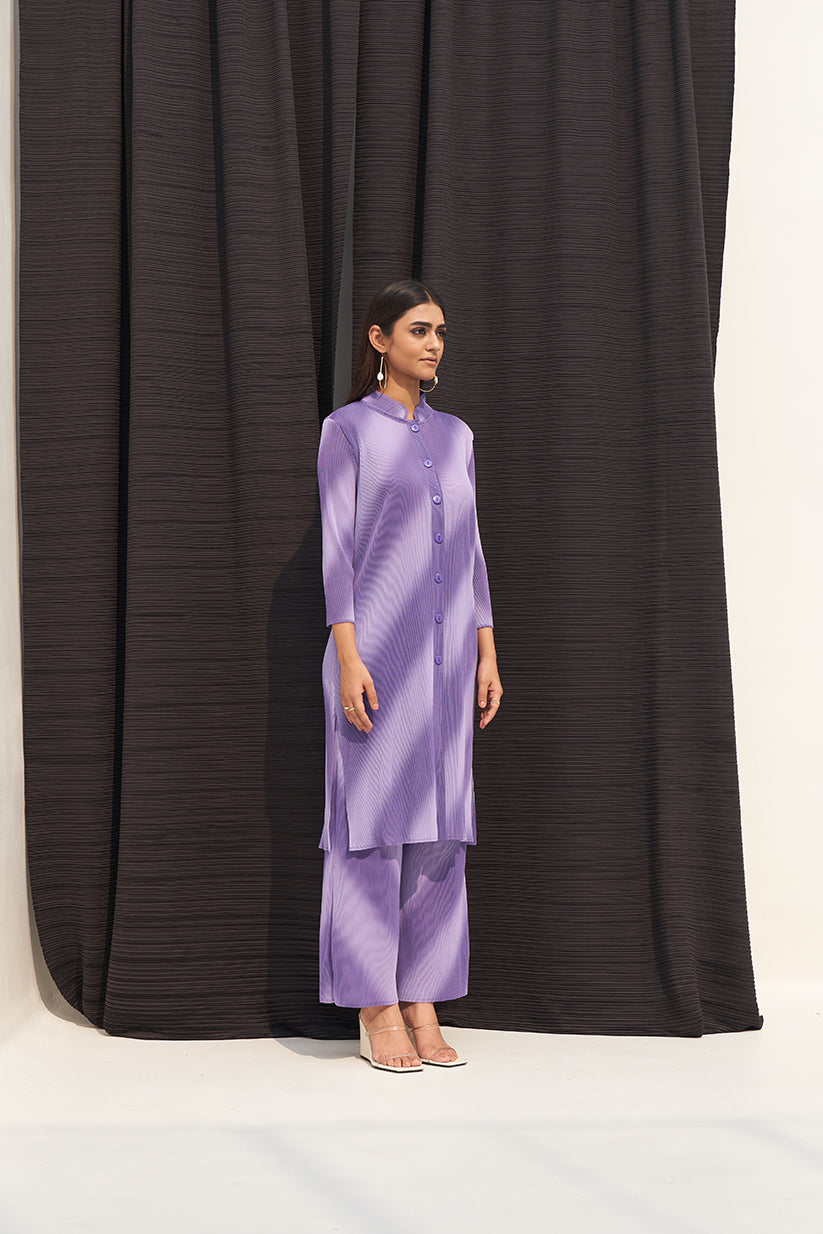 PURPLE LONG SLEEVES DIAGONAL COORD SET