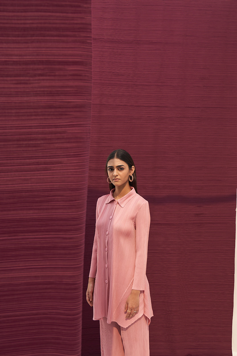 PINK FRENCH PLEATED COORD SET