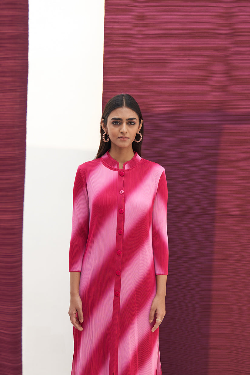 PINK LONG SLEEVES DIAGONAL COORD SET